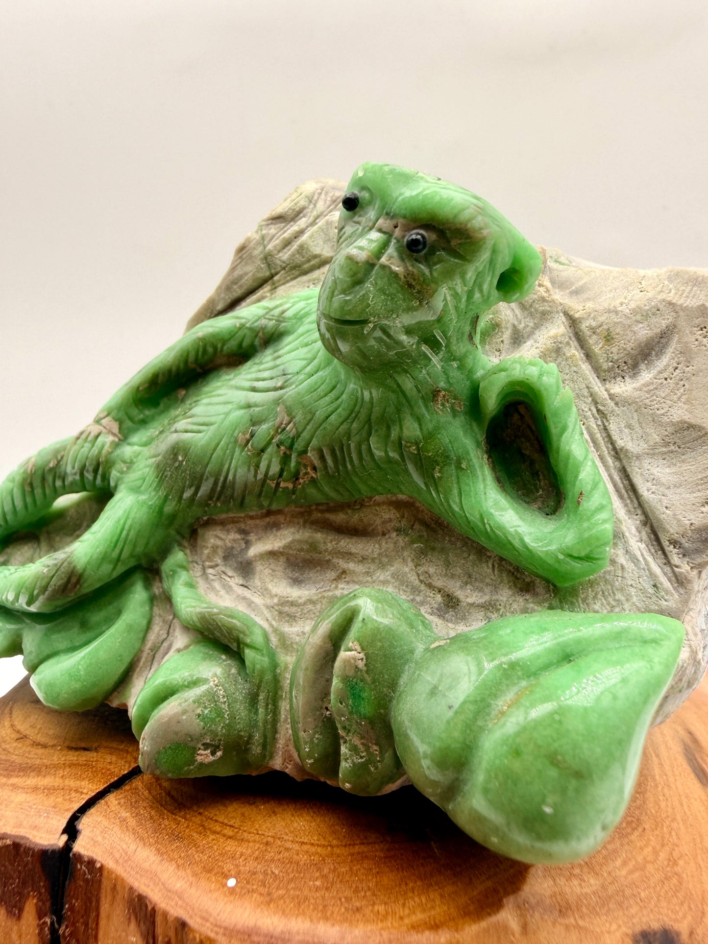 Hand-Carved Green Variscite Animal Sculpture | Natural Stone Artisan Carving