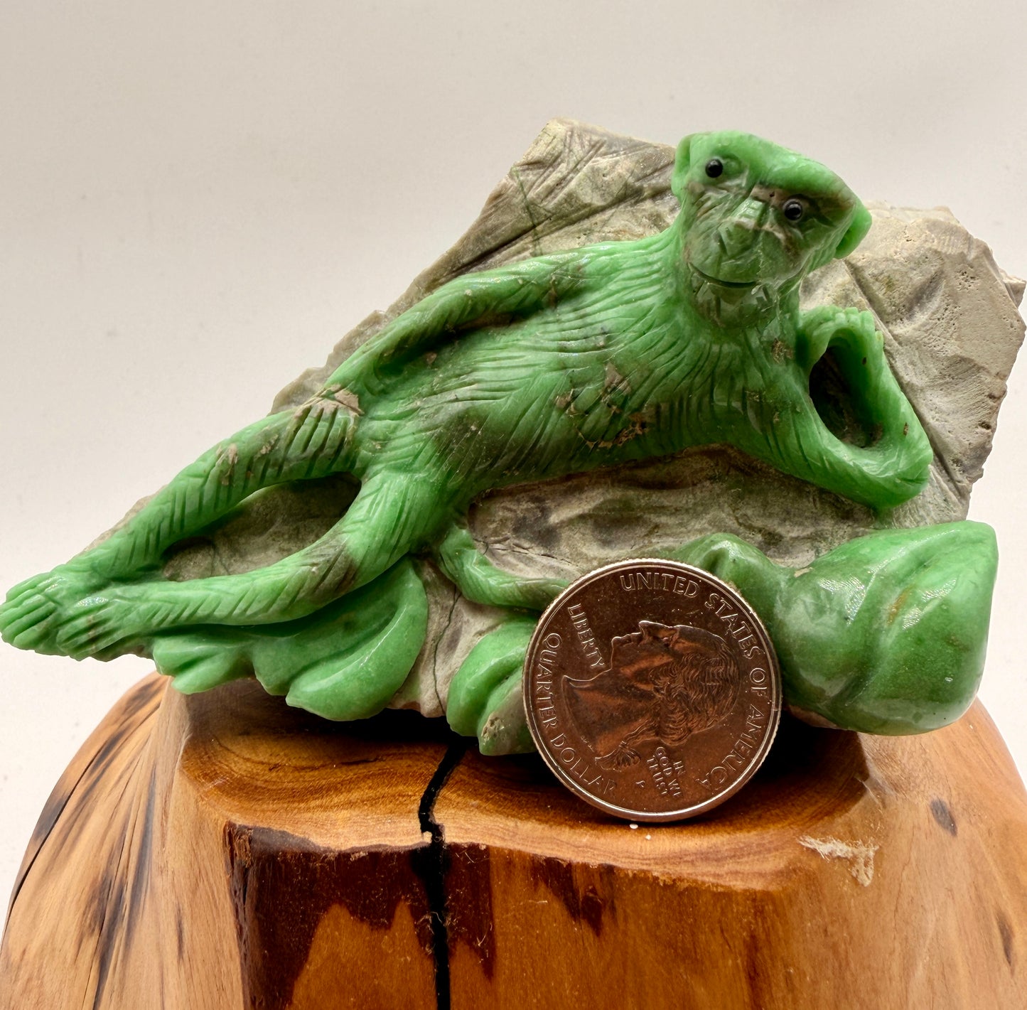 Hand-Carved Green Variscite Animal Sculpture | Natural Stone Artisan Carving