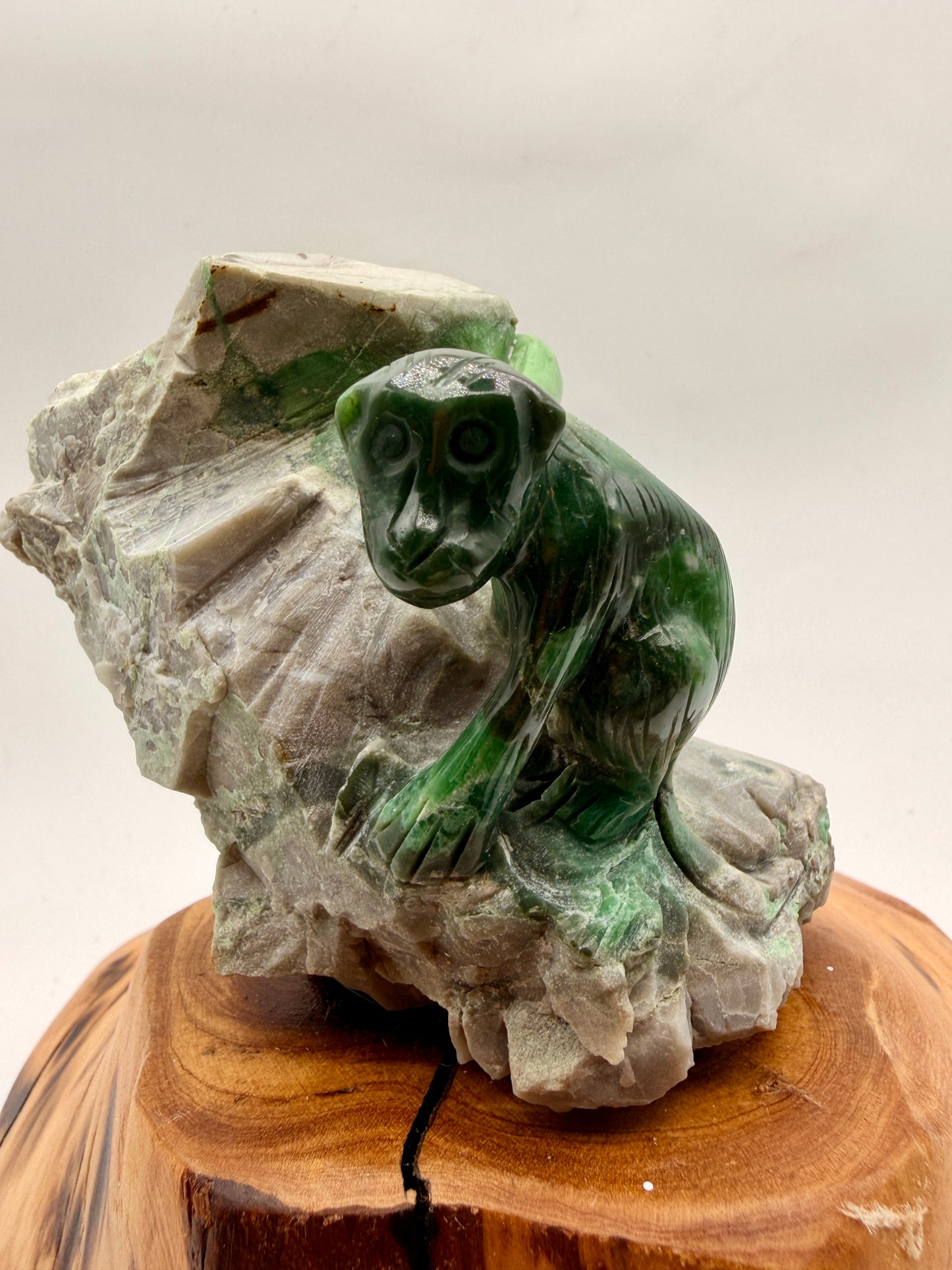 Hand-Carved Green Variscite Animal Sculpture | Natural Stone Artisan Carving