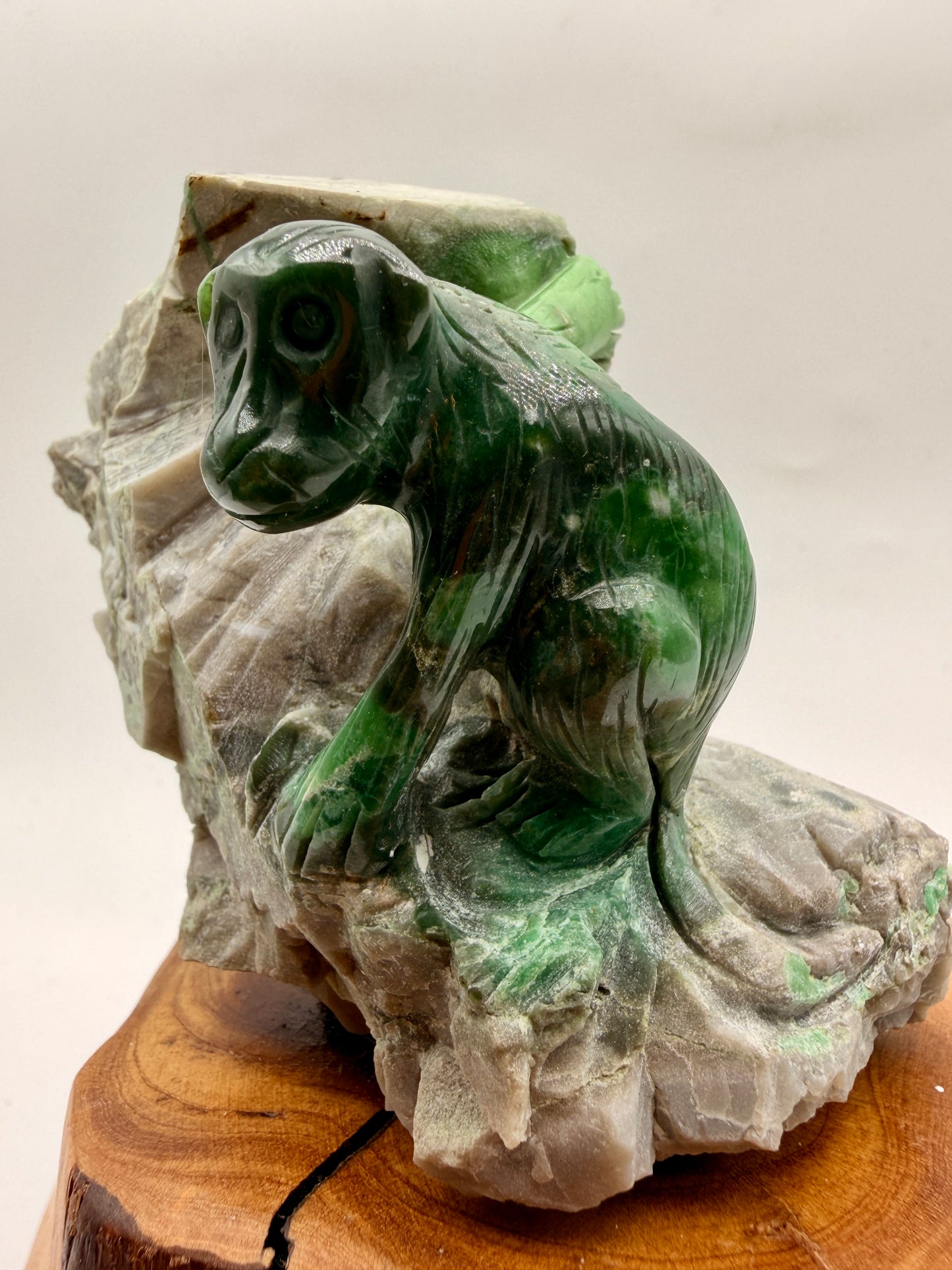 Hand-Carved Green Variscite Animal Sculpture | Natural Stone Artisan Carving