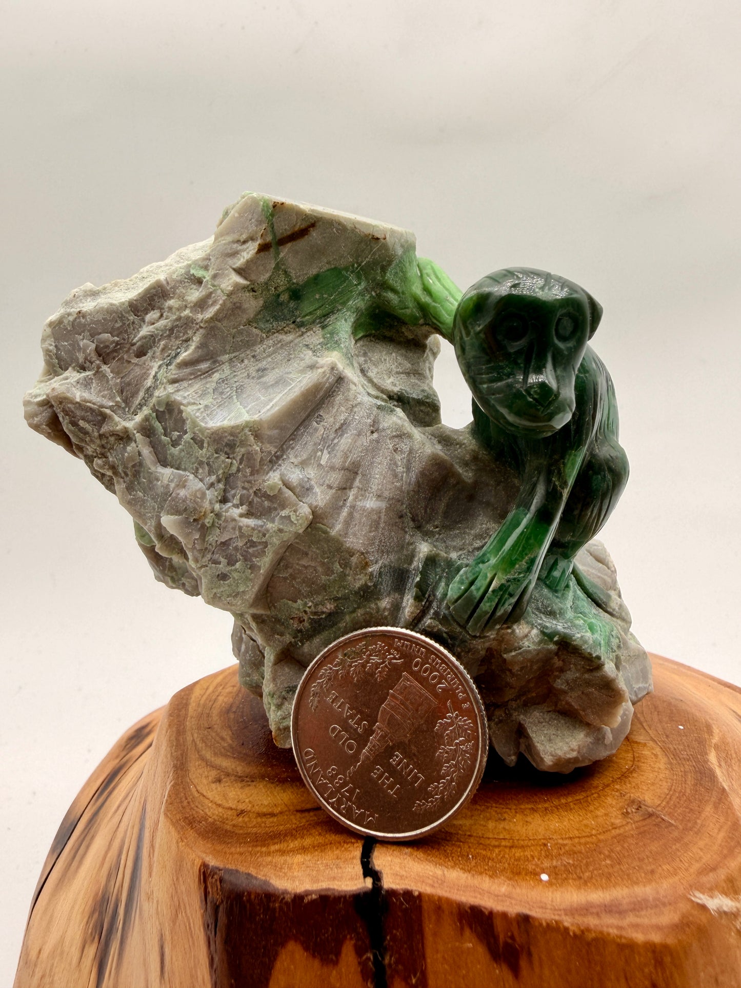 Hand-Carved Green Variscite Animal Sculpture | Natural Stone Artisan Carving