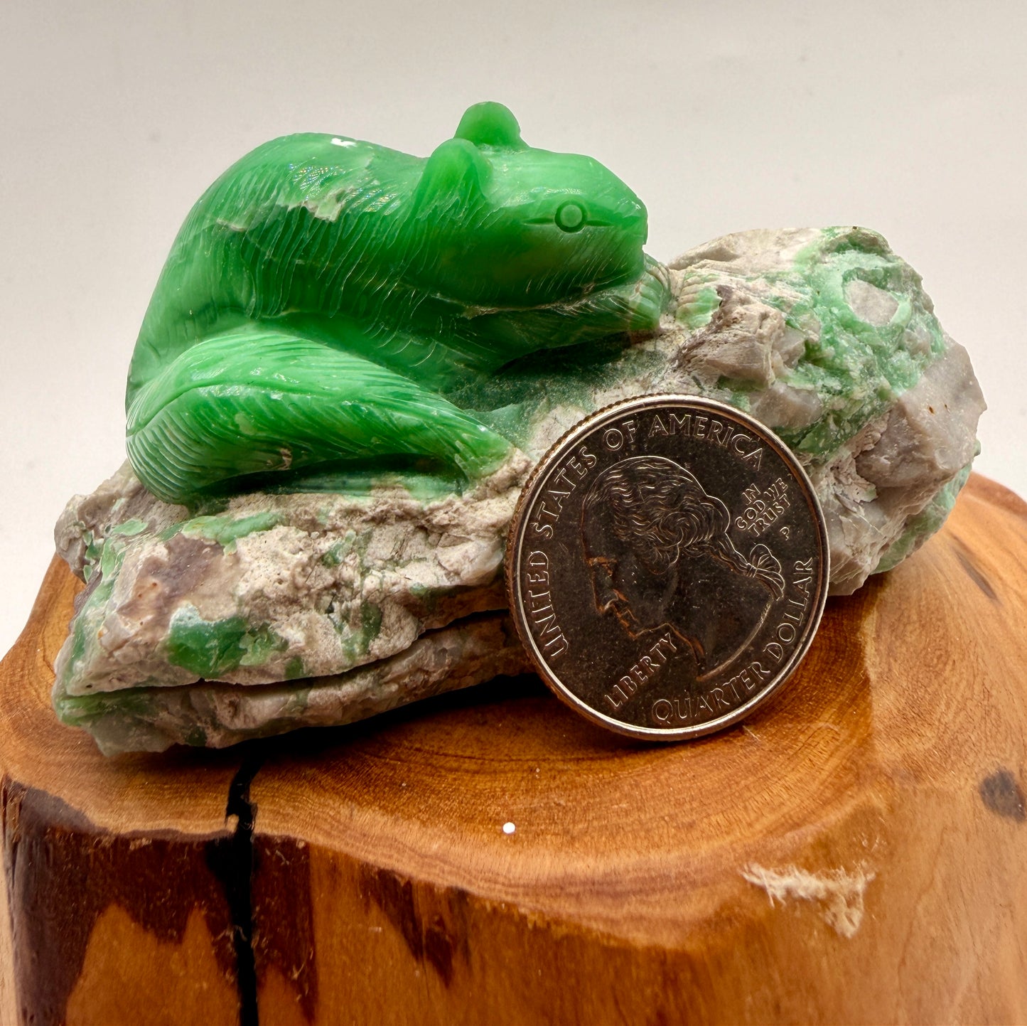 Hand-Carved Green Variscite Animal Sculpture | Natural Stone Artisan Carving