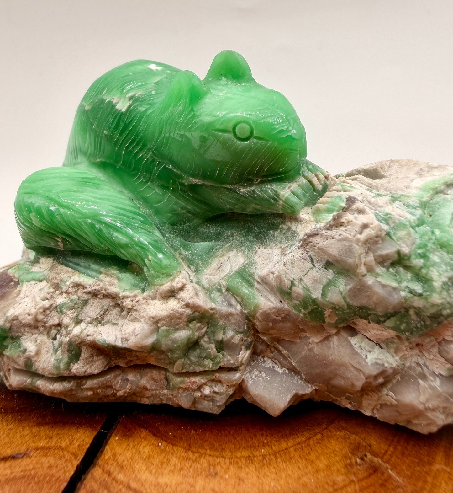 Hand-Carved Green Variscite Animal Sculpture | Natural Stone Artisan Carving