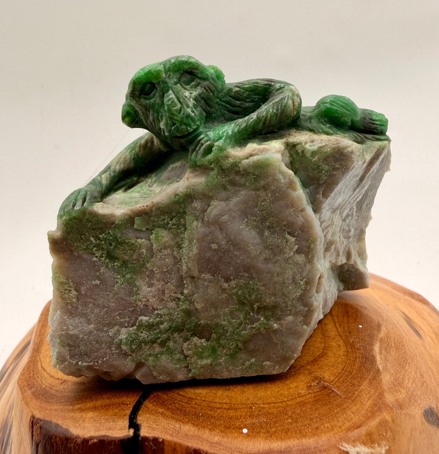 Hand-Carved Green Variscite Animal Sculpture | Natural Stone Artisan Carving