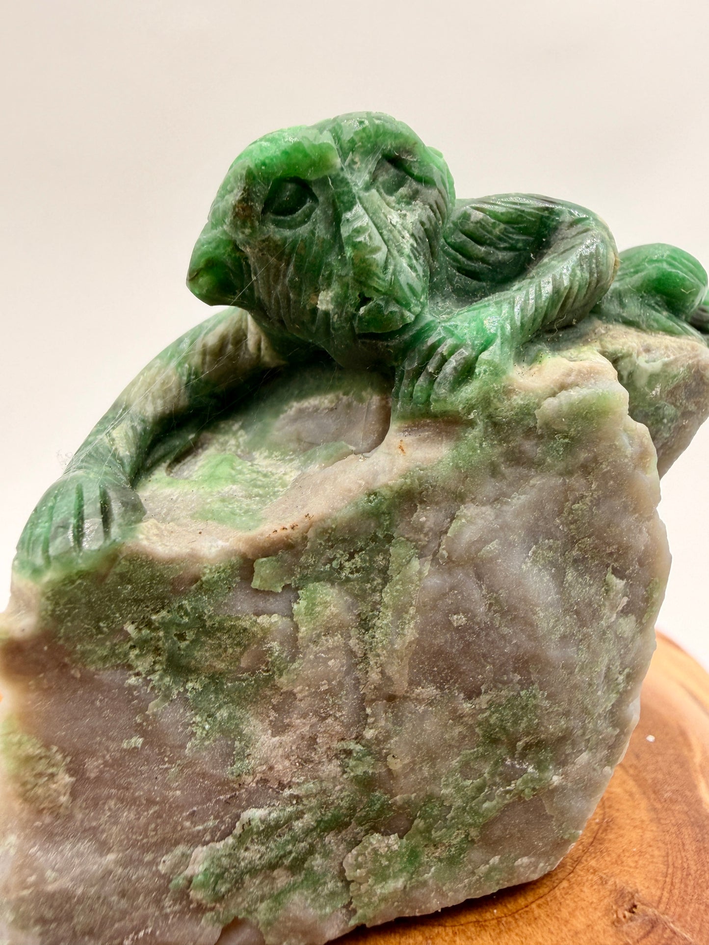 Hand-Carved Green Variscite Animal Sculpture | Natural Stone Artisan Carving