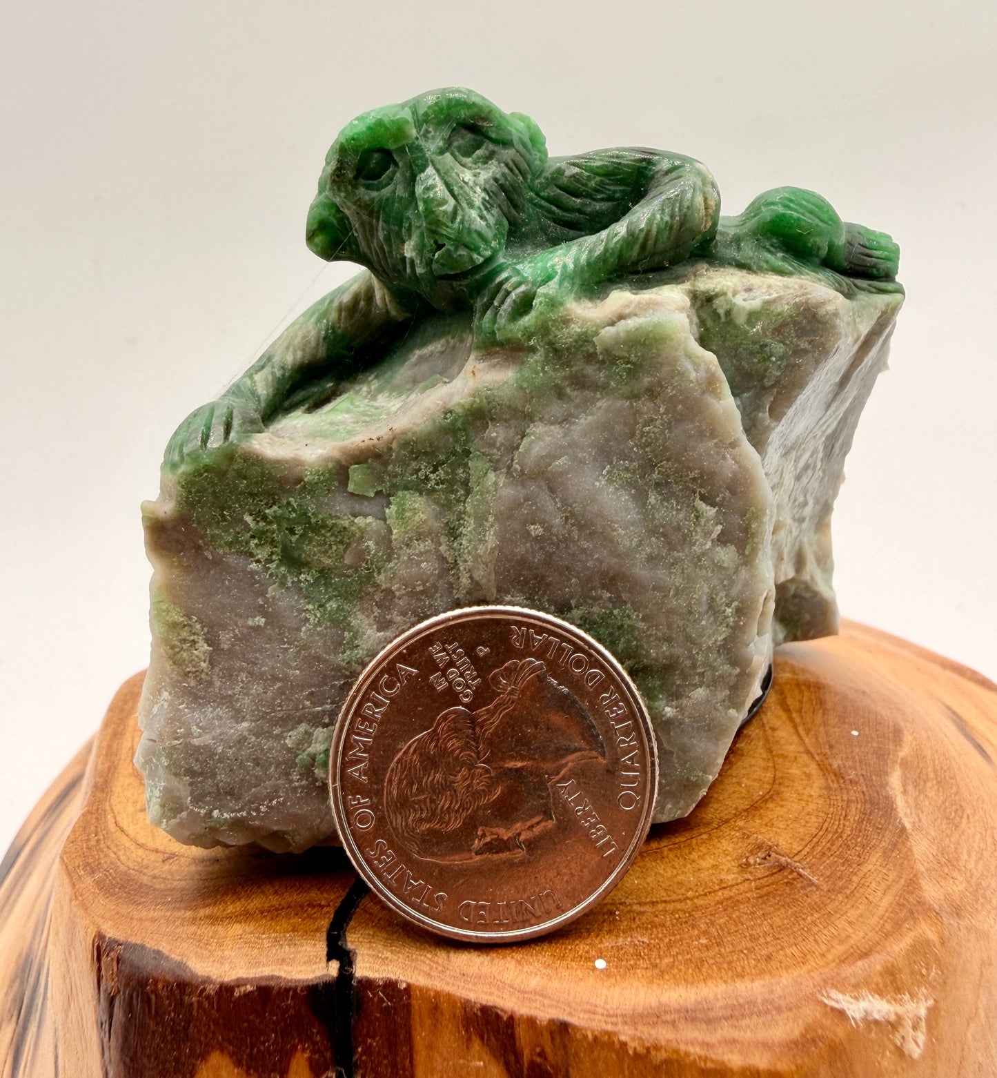 Hand-Carved Green Variscite Animal Sculpture | Natural Stone Artisan Carving