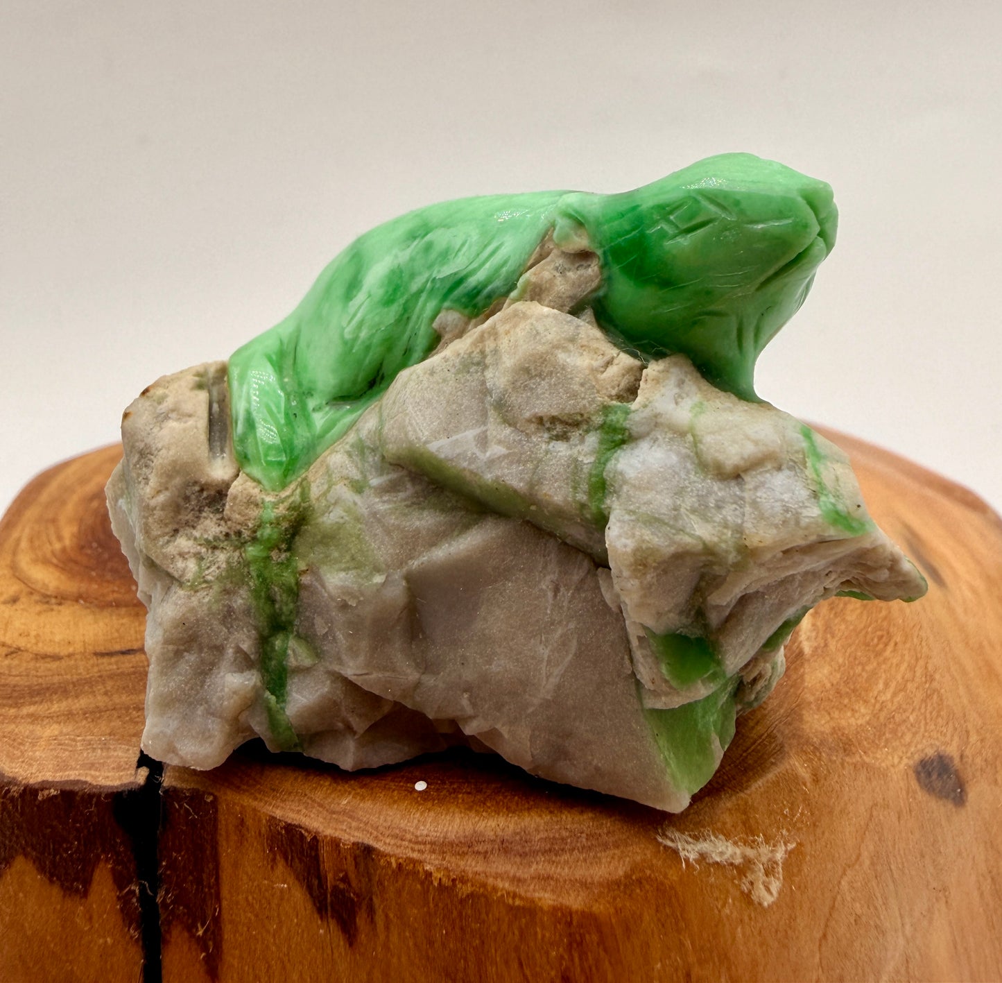 Hand-Carved Green Variscite Animal Sculpture | Natural Stone Artisan Carving