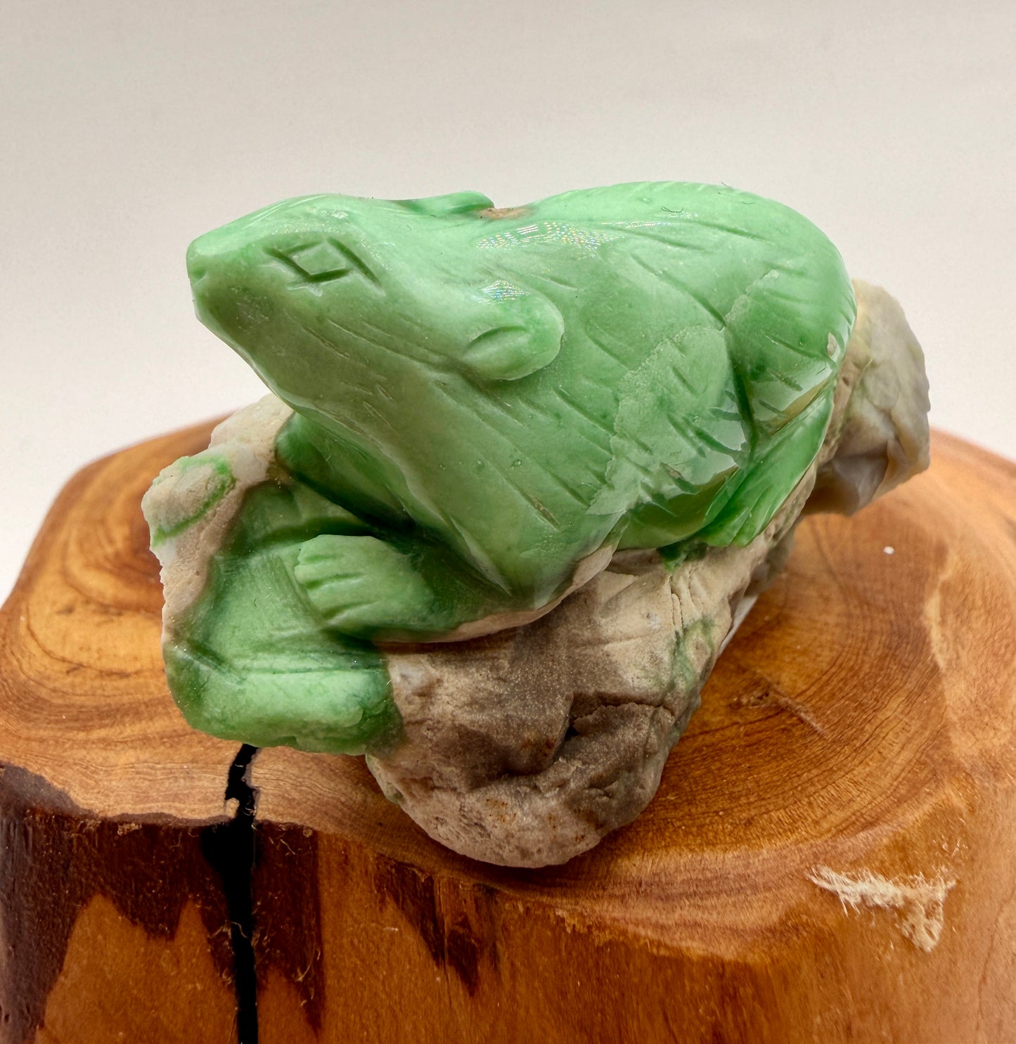 Hand-Carved Green Variscite Animal Sculpture | Natural Stone Artisan Carving