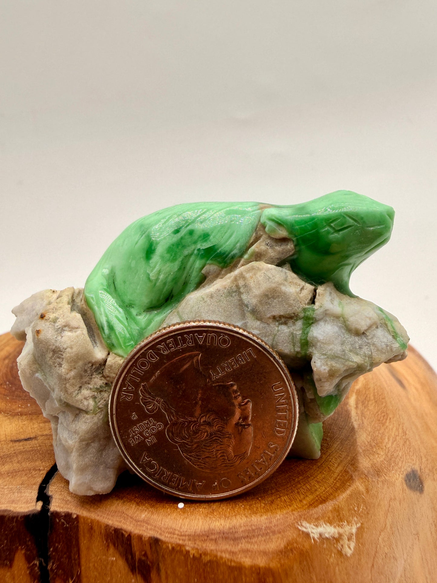 Hand-Carved Green Variscite Animal Sculpture | Natural Stone Artisan Carving