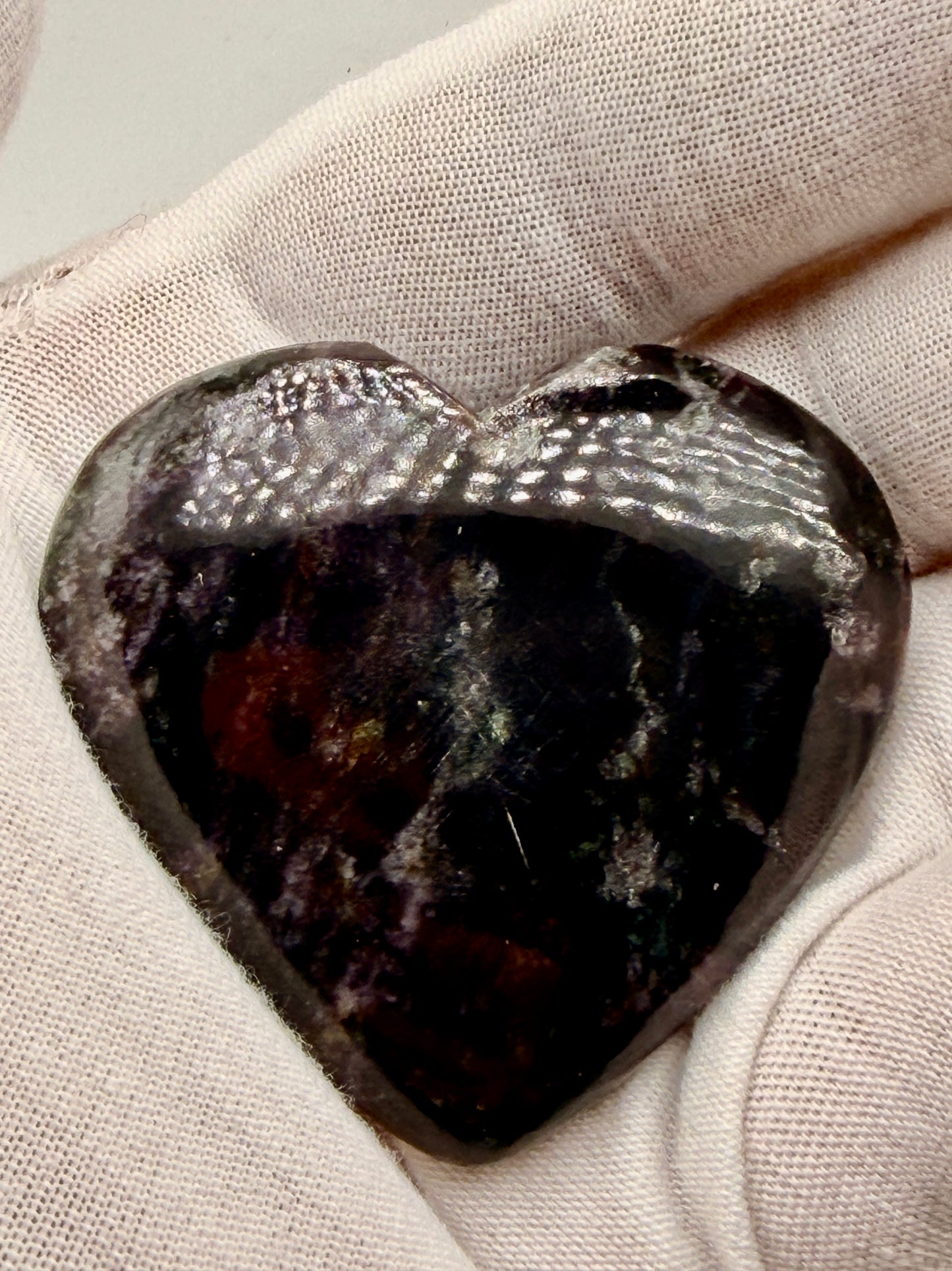Purple Dumortierite in Quartz Heart | Natural Polished Crystal Heart