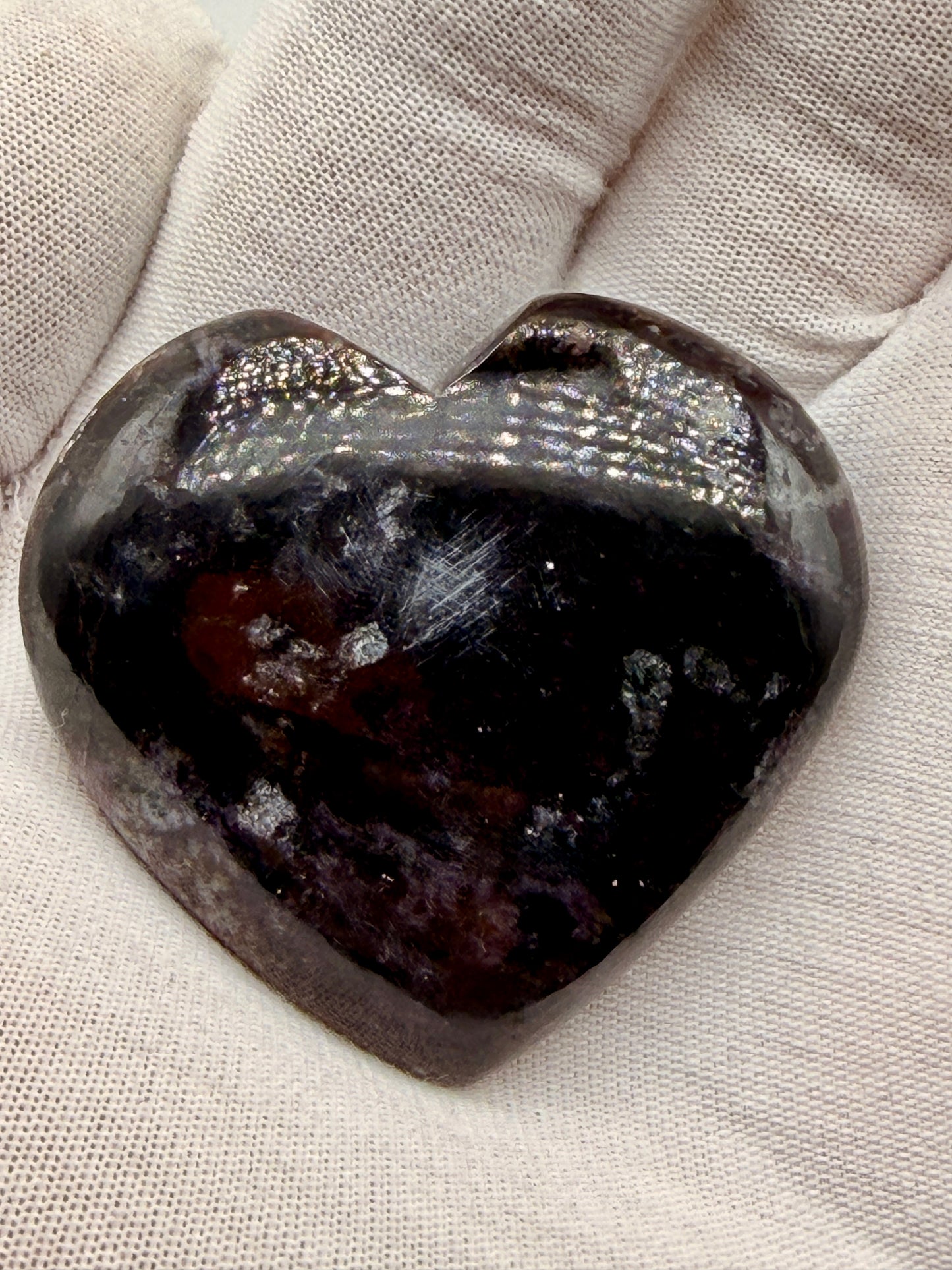 Purple Dumortierite in Quartz Heart | Natural Polished Crystal Heart