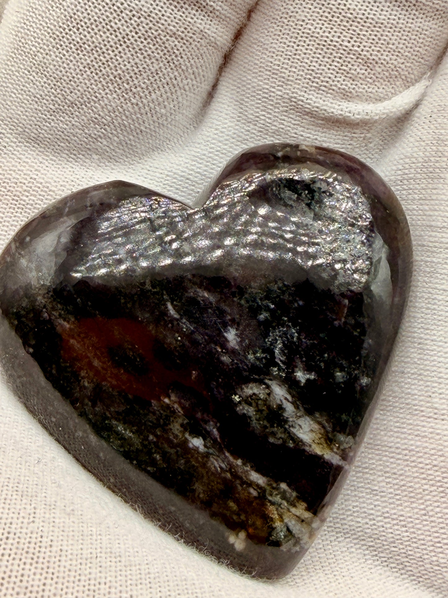 Purple Dumortierite in Quartz Heart | Natural Polished Crystal Heart