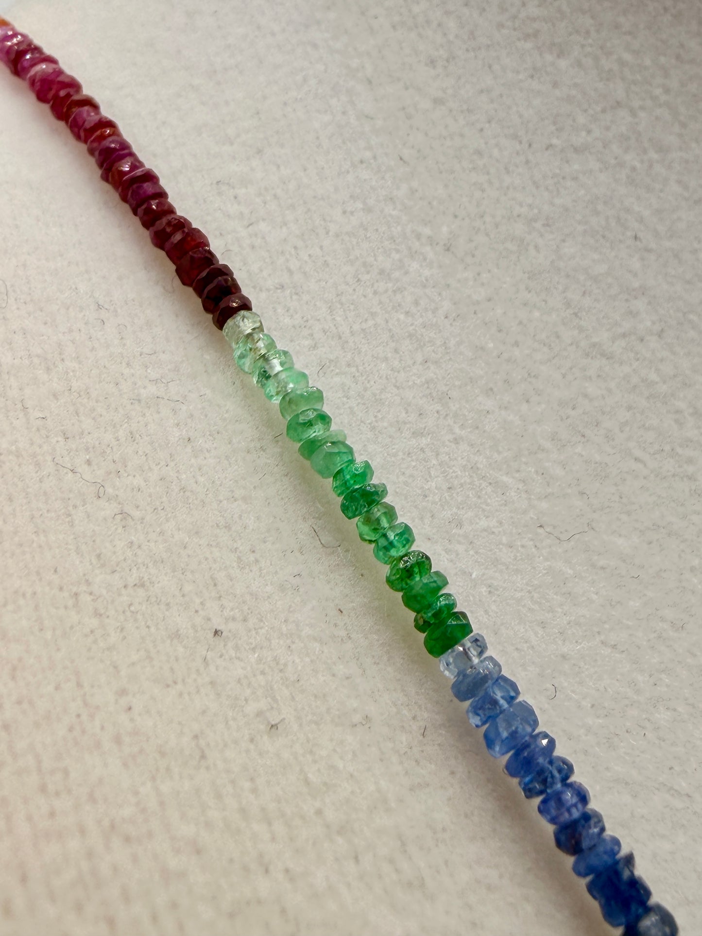 Natural Multicolor Sapphire & Emerald Gemstone Necklace – 29ct Adjustable 16–20"