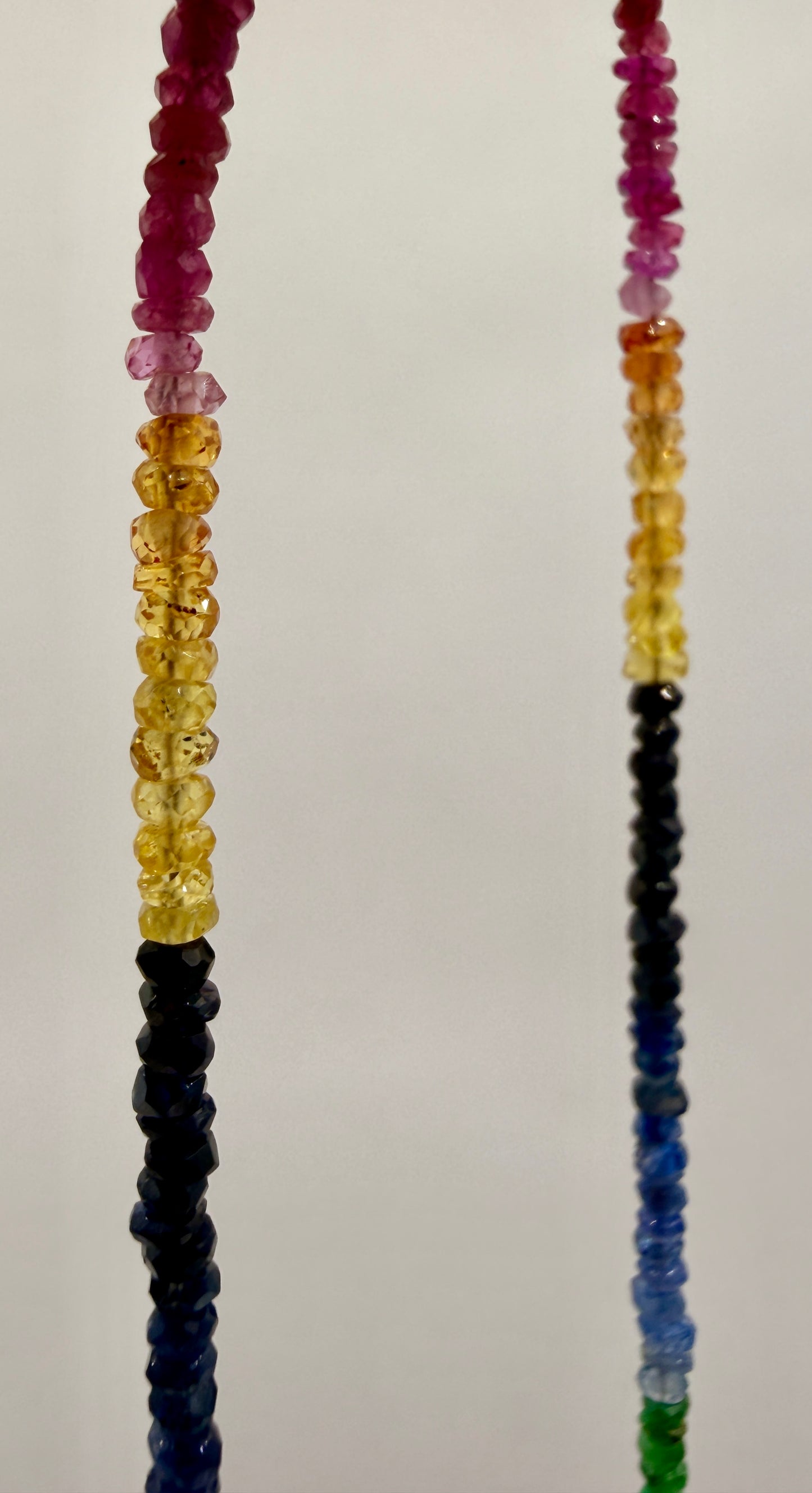 Natural Multicolor Sapphire & Emerald Gemstone Necklace – 29ct Adjustable 16–20"