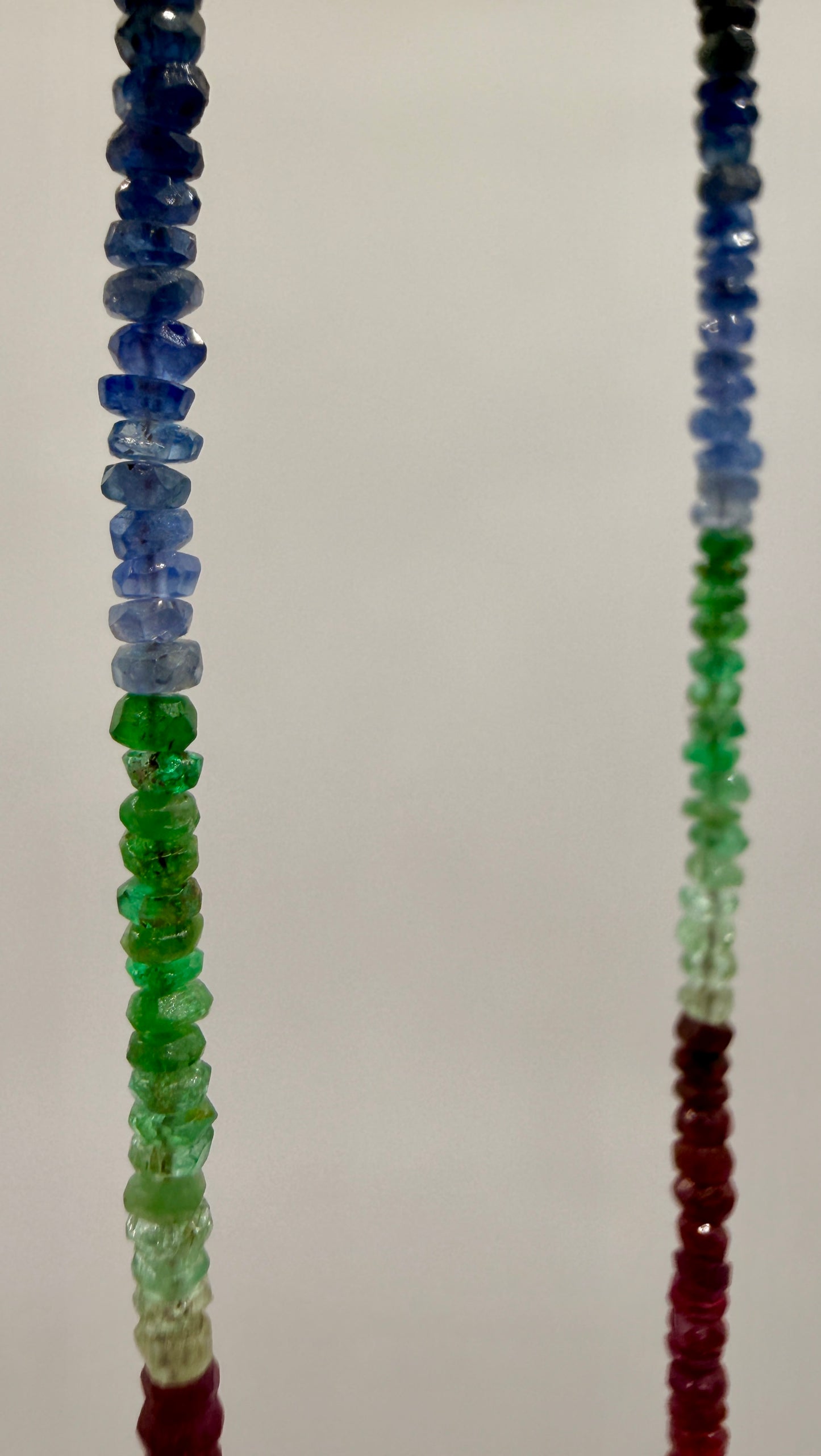 Natural Multicolor Sapphire & Emerald Gemstone Necklace – 29ct Adjustable 16–20"