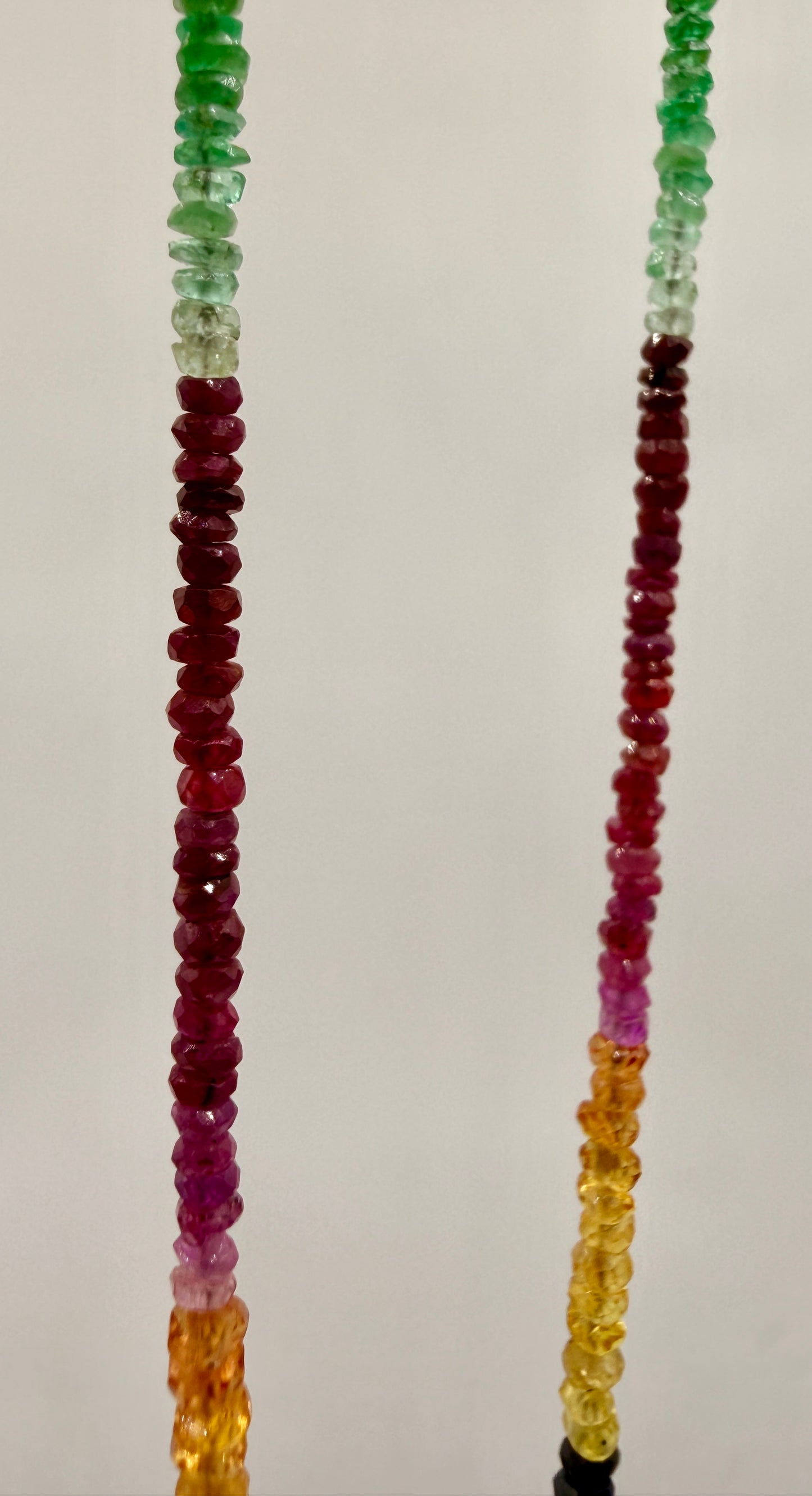 Natural Multicolor Sapphire & Emerald Gemstone Necklace – 29ct Adjustable 16–20"
