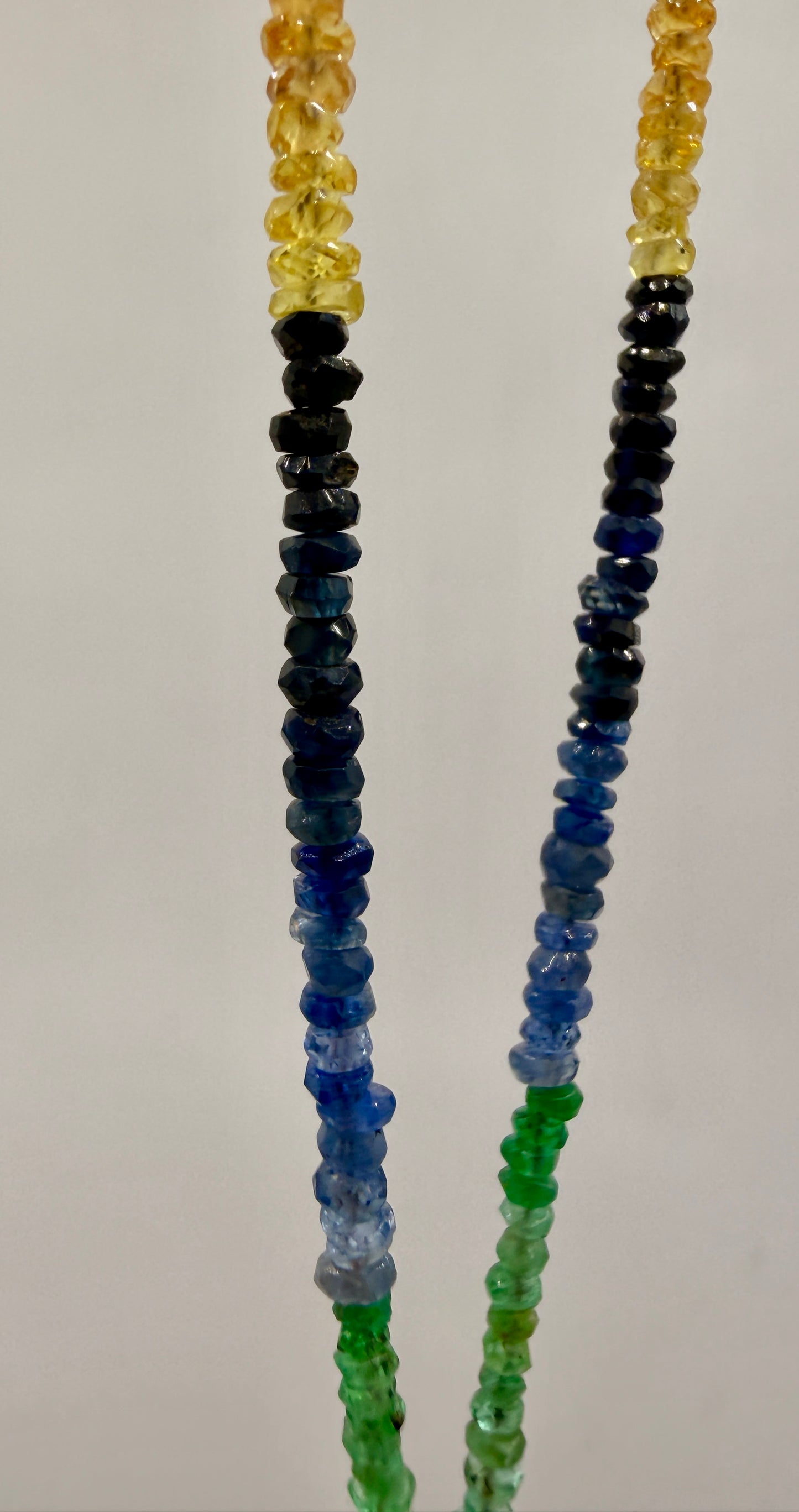 Natural Multicolor Sapphire & Emerald Gemstone Necklace – 29ct Adjustable 16–20"