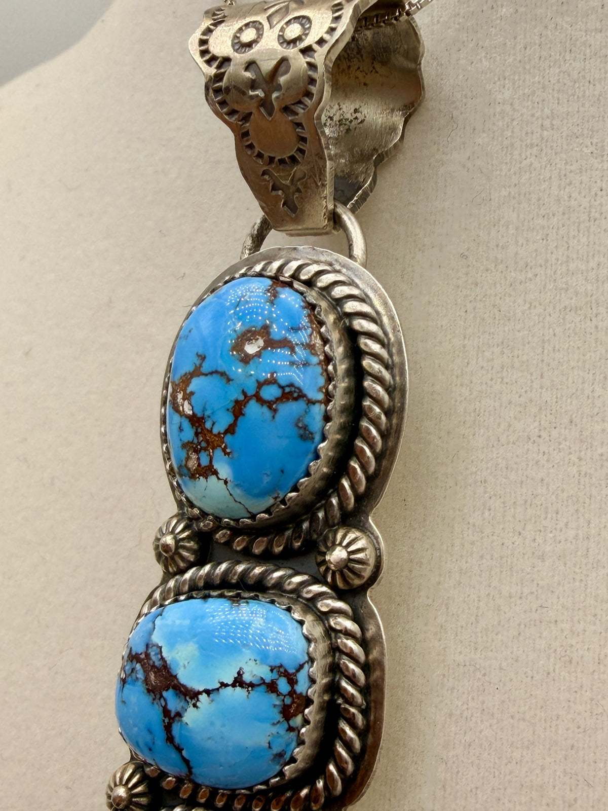 Three-Stone Golden Hills Turquoise Sterling Silver Pendant