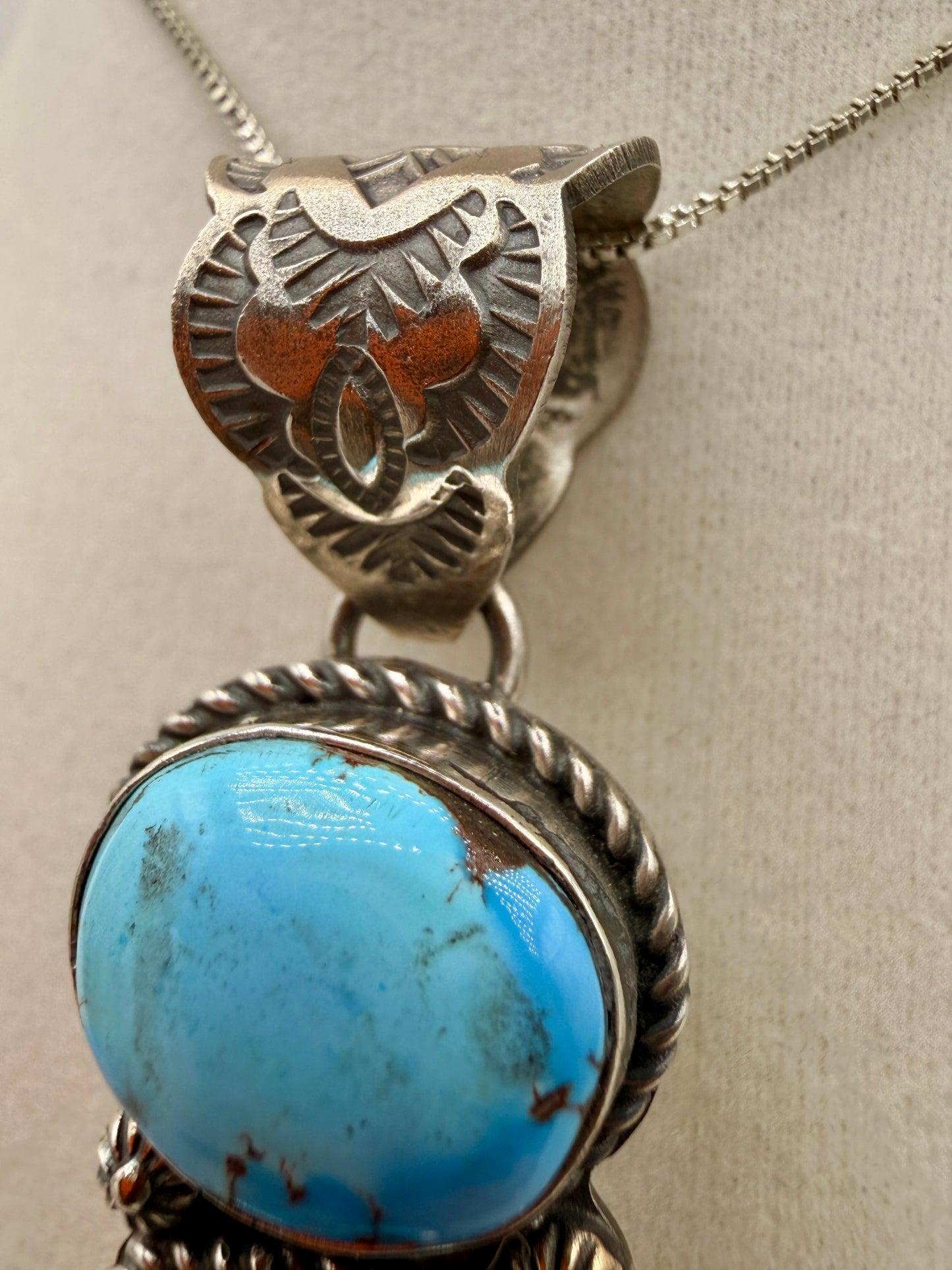Golden Hills Turquoise Three-Stone Sterling Silver Drop Pendant