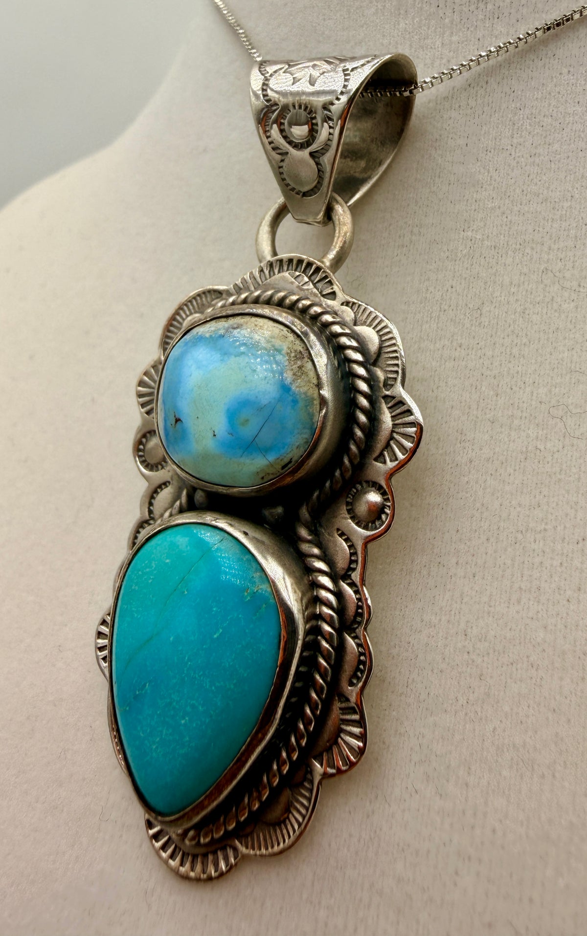 Golden Hills & Tyrone Turquoise Two-Stone Sterling Silver Pendant