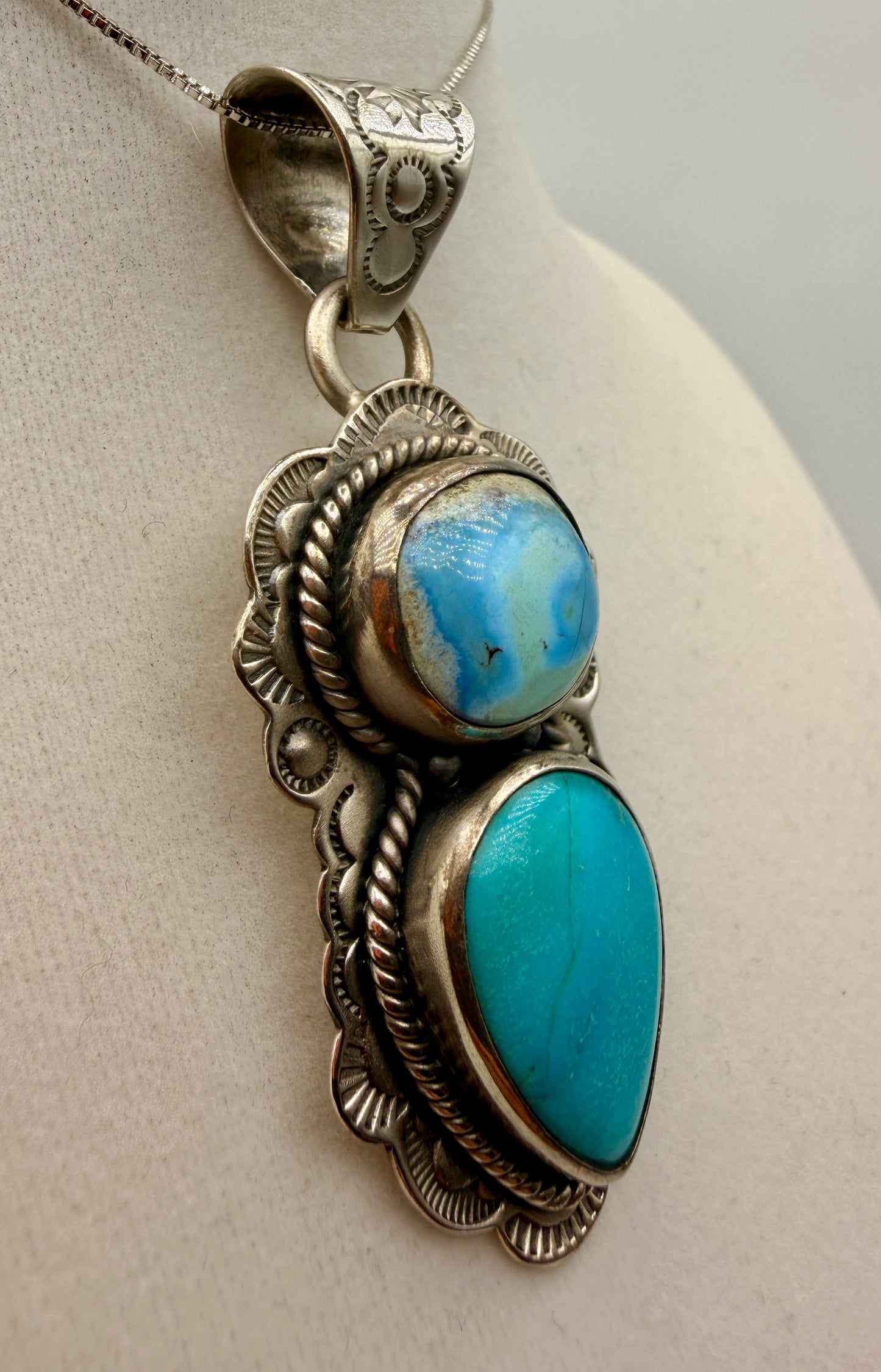 Golden Hills & Tyrone Turquoise Two-Stone Sterling Silver Pendant