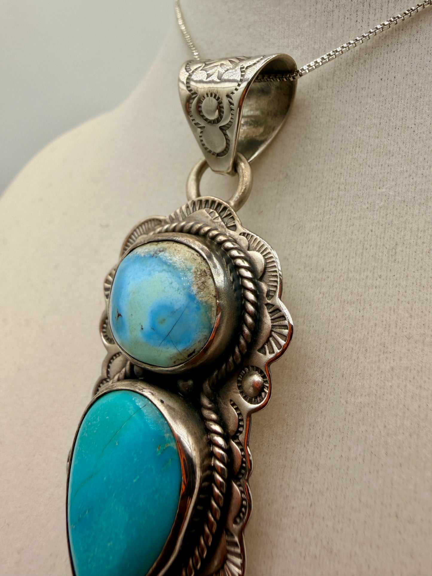 Golden Hills & Tyrone Turquoise Two-Stone Sterling Silver Pendant