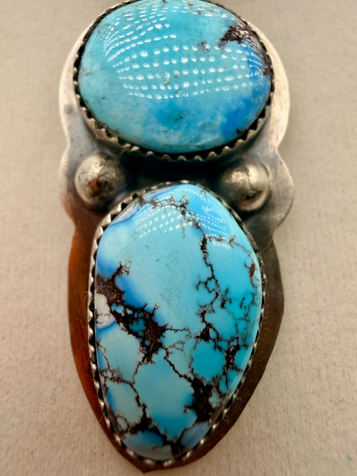 Dilbert Secatero Two-Stone Golden Hills Turquoise Sterling Silver Pendant
