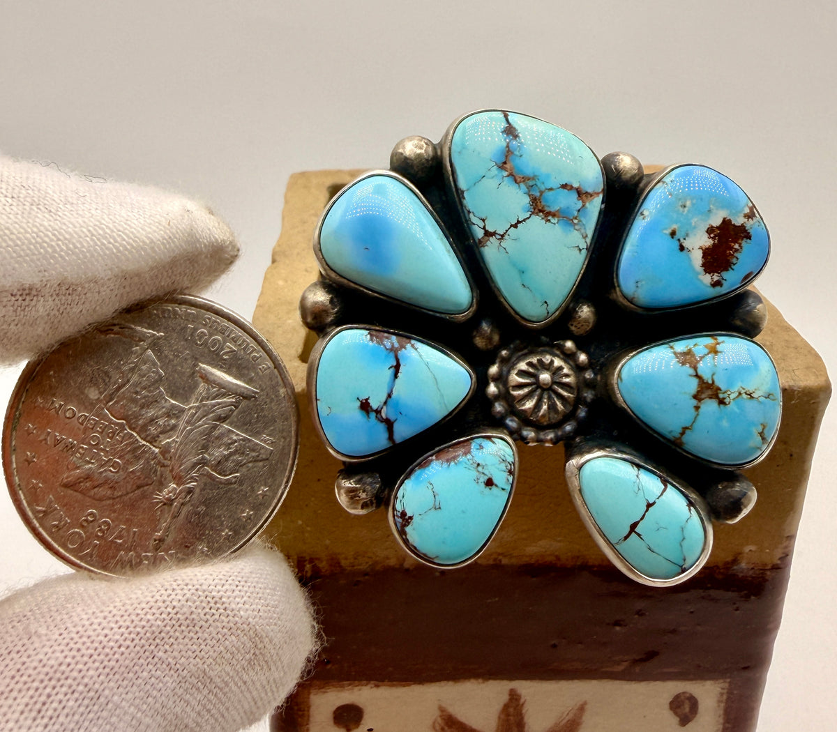 Travis Jim Golden Hills Turquoise Adjustable Cluster Ring