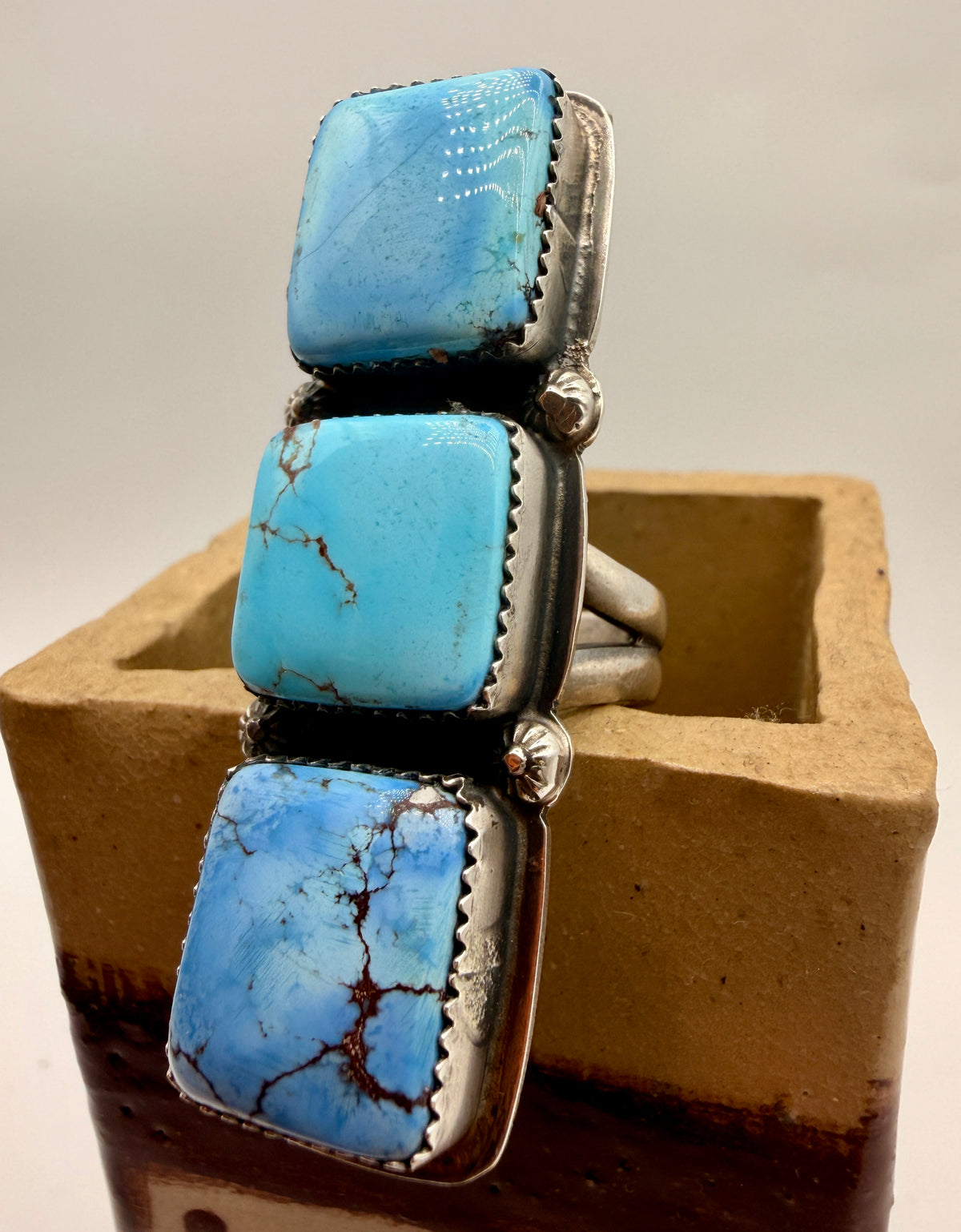 Golden Hills Turquoise Three-Stone Sterling Silver Statement Ring