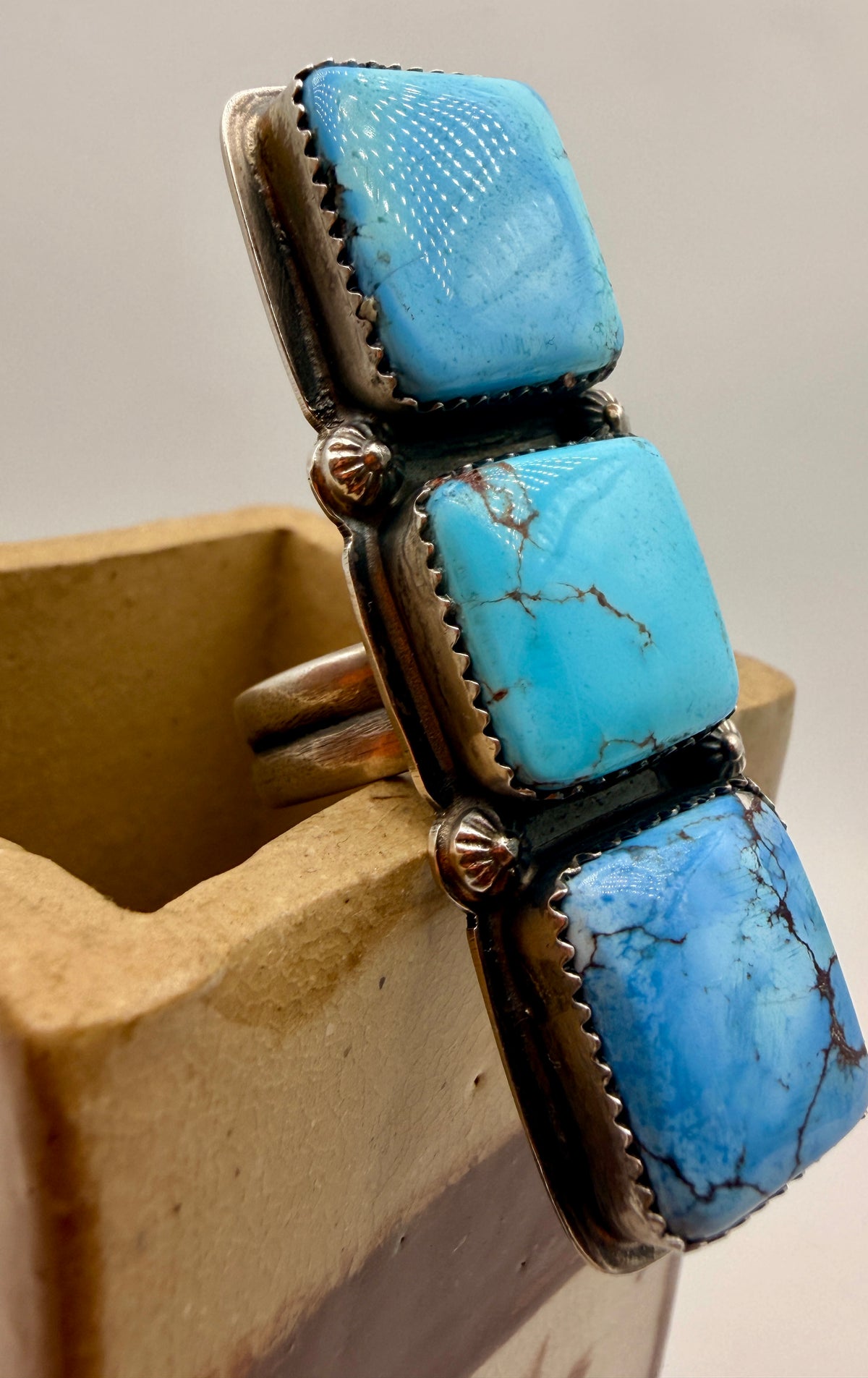Golden Hills Turquoise Three-Stone Sterling Silver Statement Ring