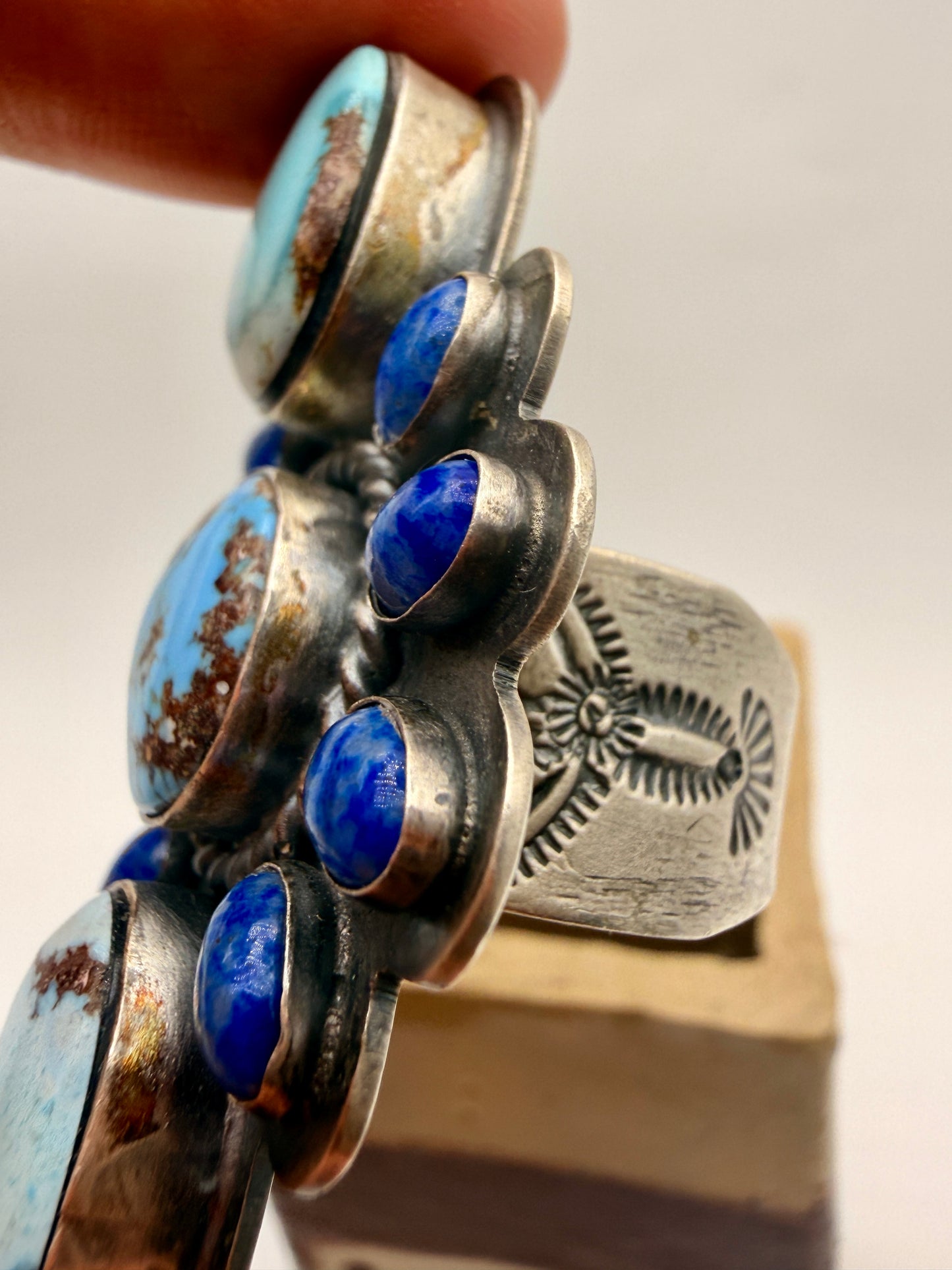 Golden Hills Turquoise & Lapis Lazuli Sterling Silver Statement Ring – Size 8.5