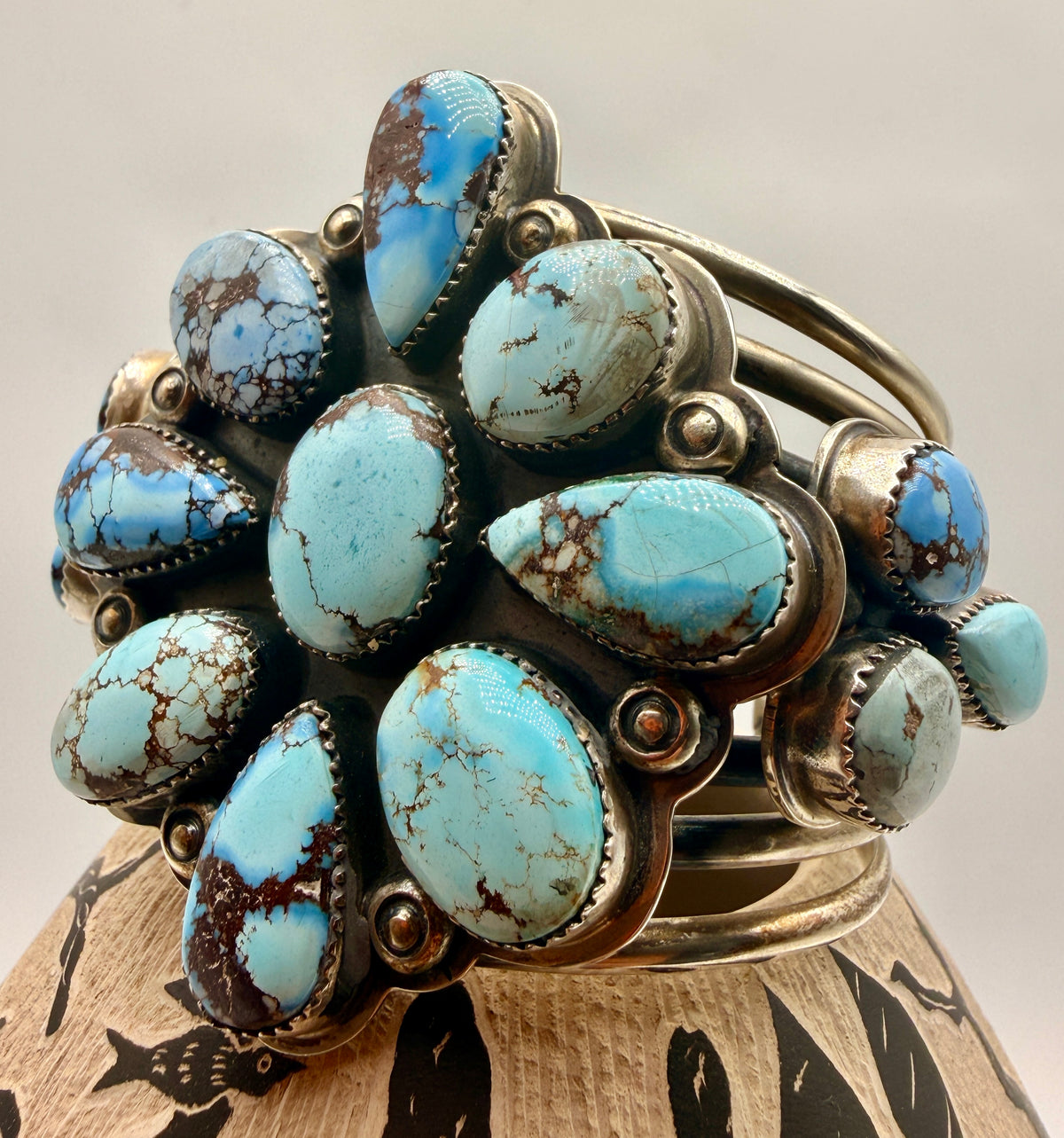 Gabriel “Gabby” Jurado Golden Hills Turquoise Sterling Silver Cluster Cuff