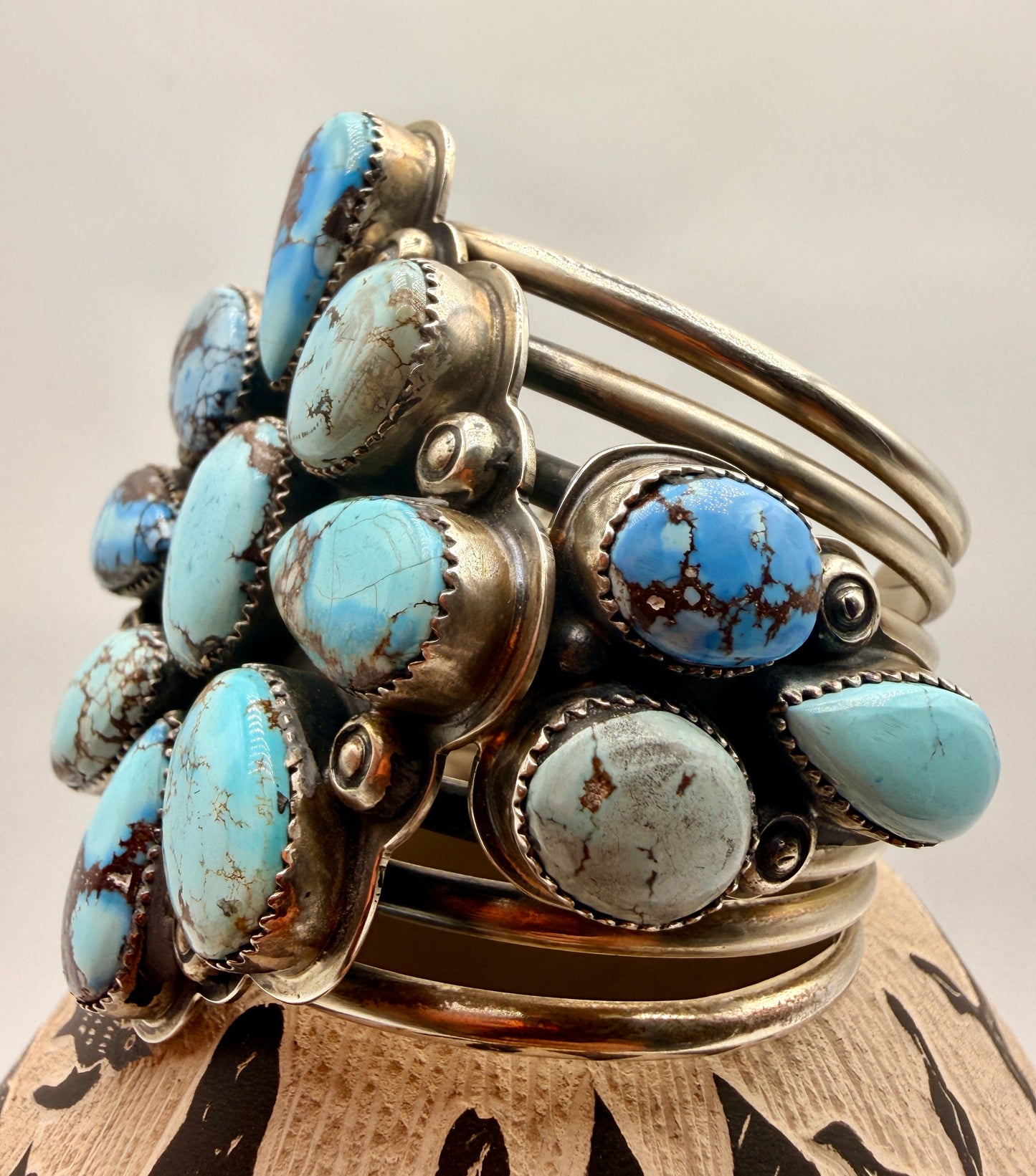 Gabriel “Gabby” Jurado Golden Hills Turquoise Sterling Silver Cluster Cuff