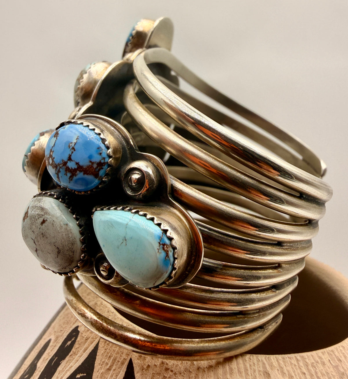 Gabriel “Gabby” Jurado Golden Hills Turquoise Sterling Silver Cluster Cuff