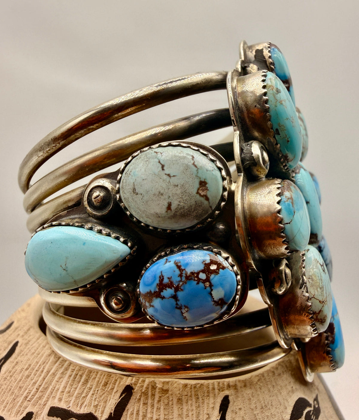 Gabriel “Gabby” Jurado Golden Hills Turquoise Sterling Silver Cluster Cuff