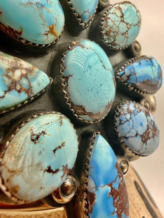 Gabriel “Gabby” Jurado Golden Hills Turquoise Sterling Silver Cluster Cuff