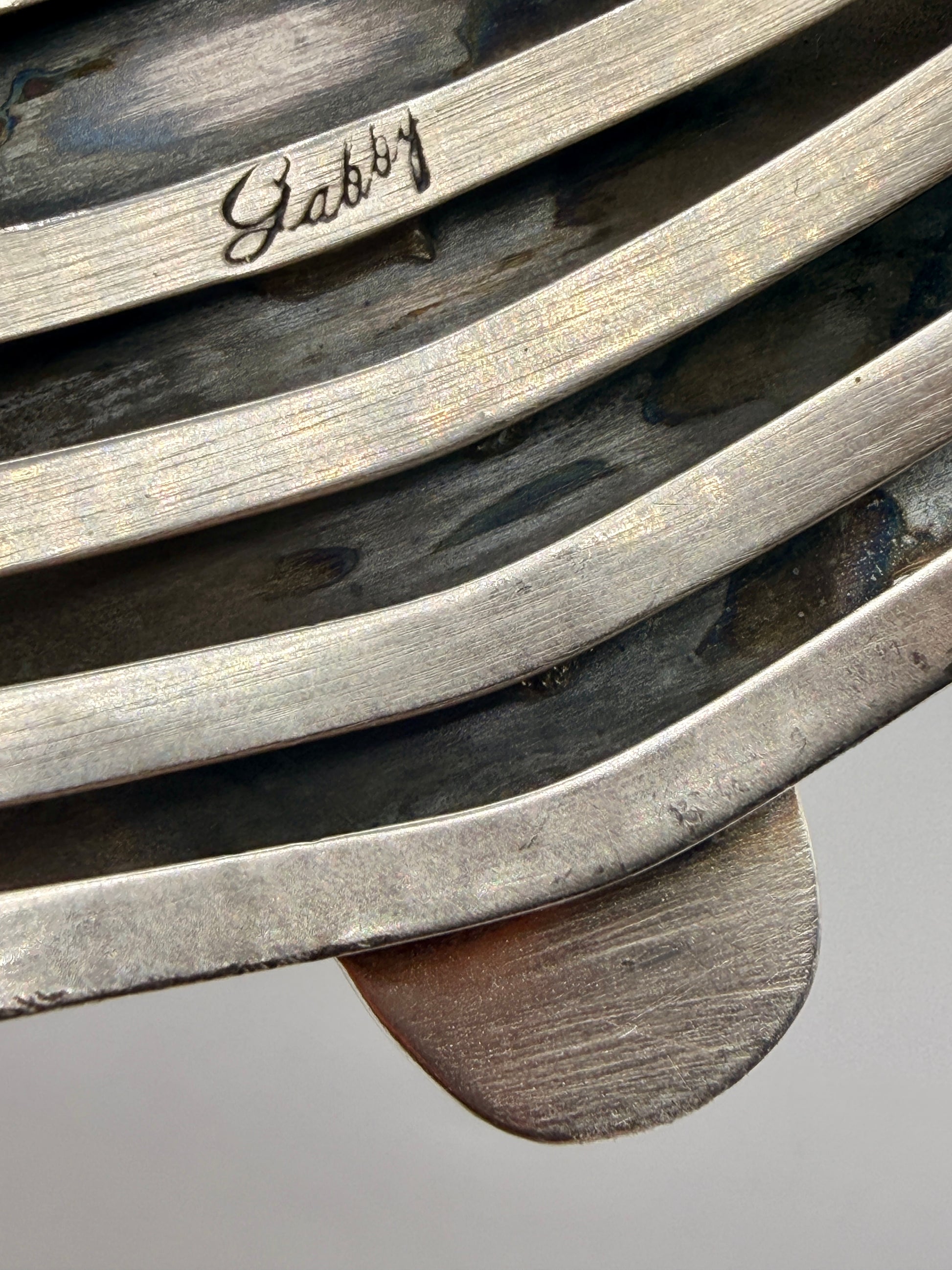 Gabby artist signature inside the sterling silver turquoise cuff