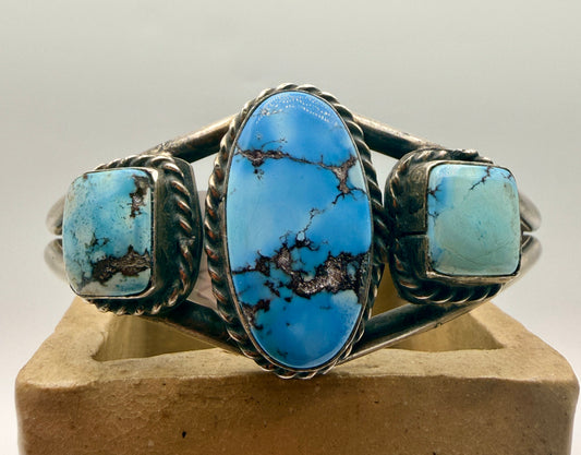 Boyd Ashley three-stone Golden Hills turquoise sterling silver cuff