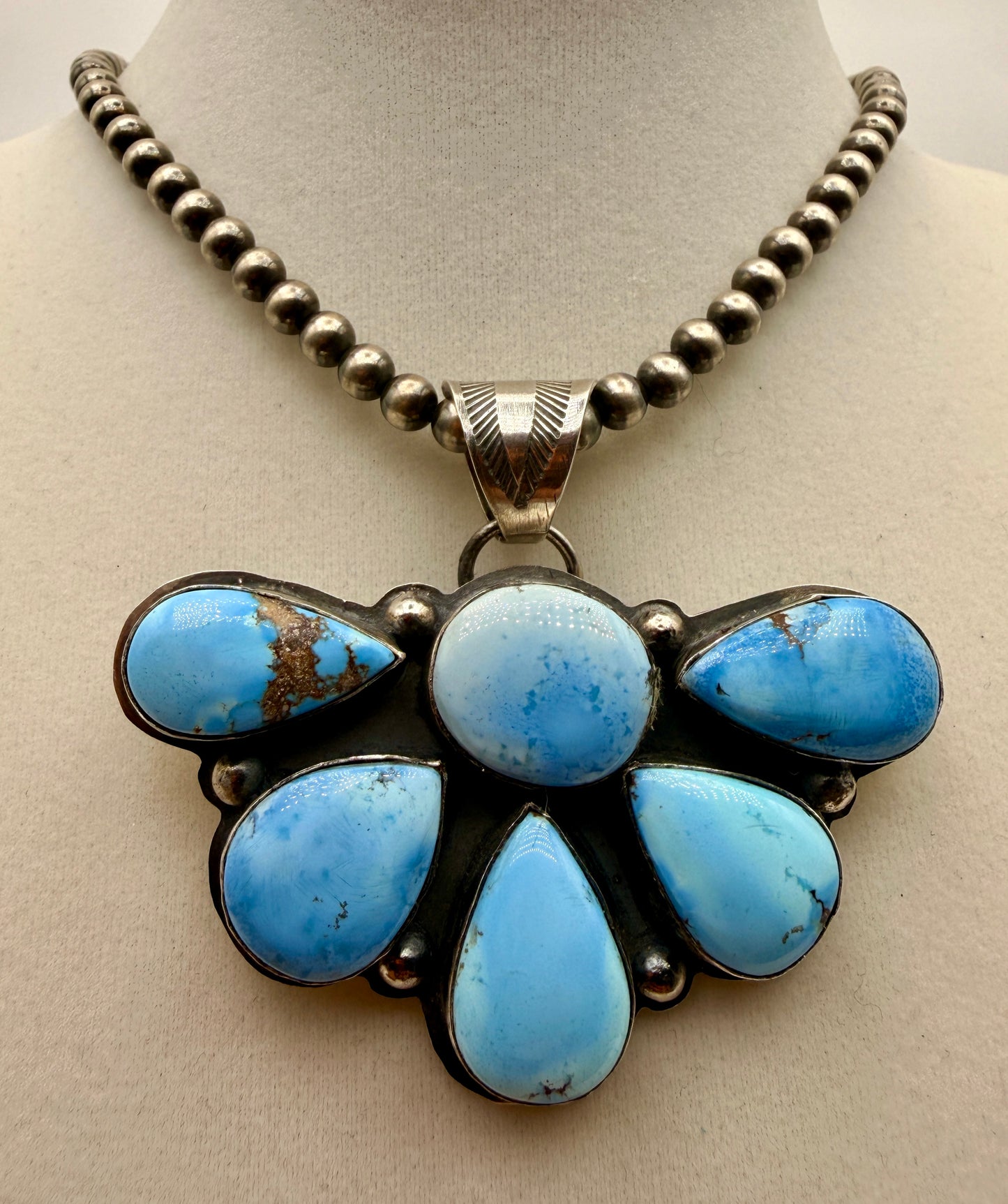Boyd Ashley six-stone Golden Hills turquoise sterling silver cluster pendant