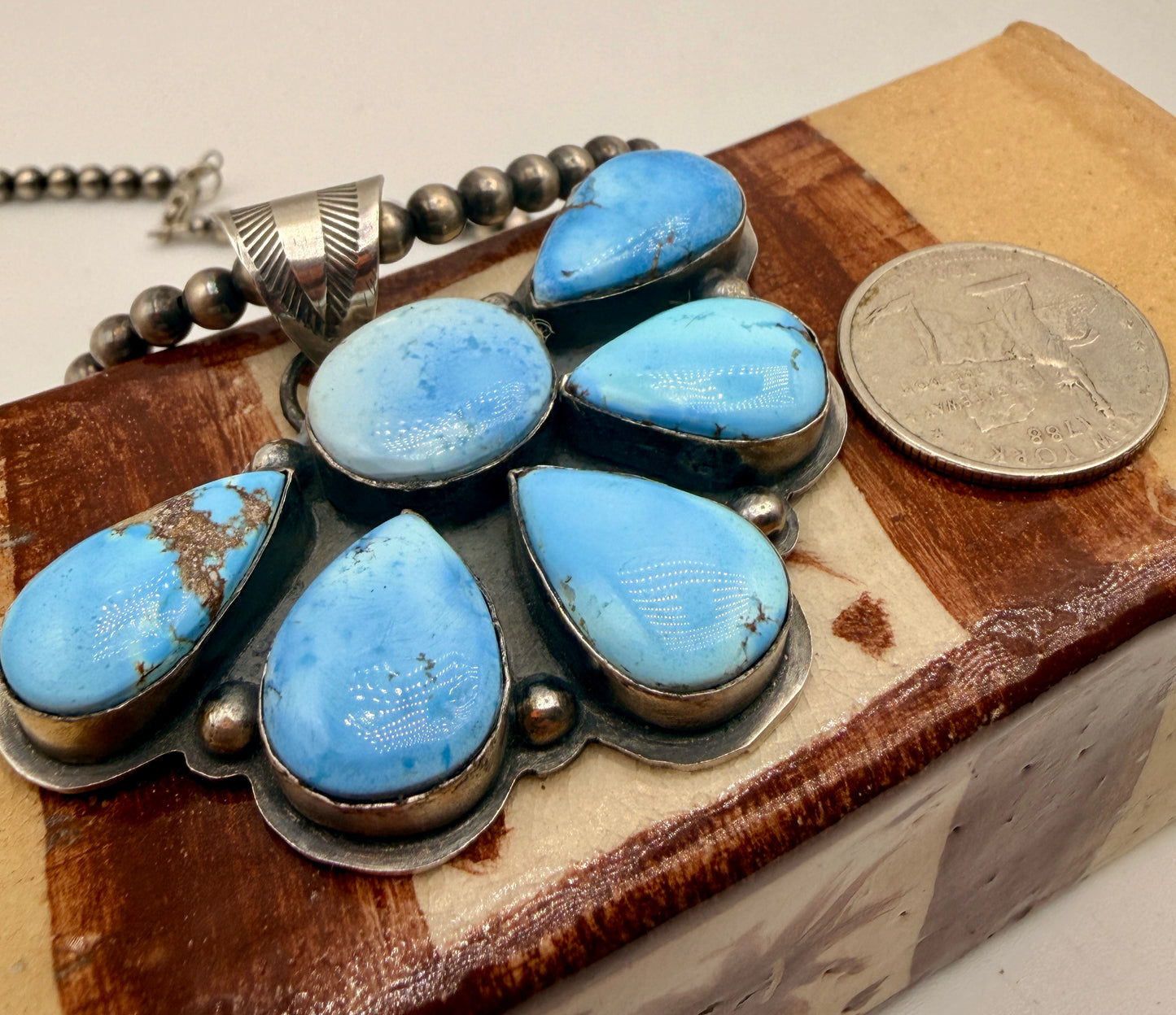 Boyd Ashley “BJA” Golden Hills Turquoise Sterling Silver Cluster Pendant