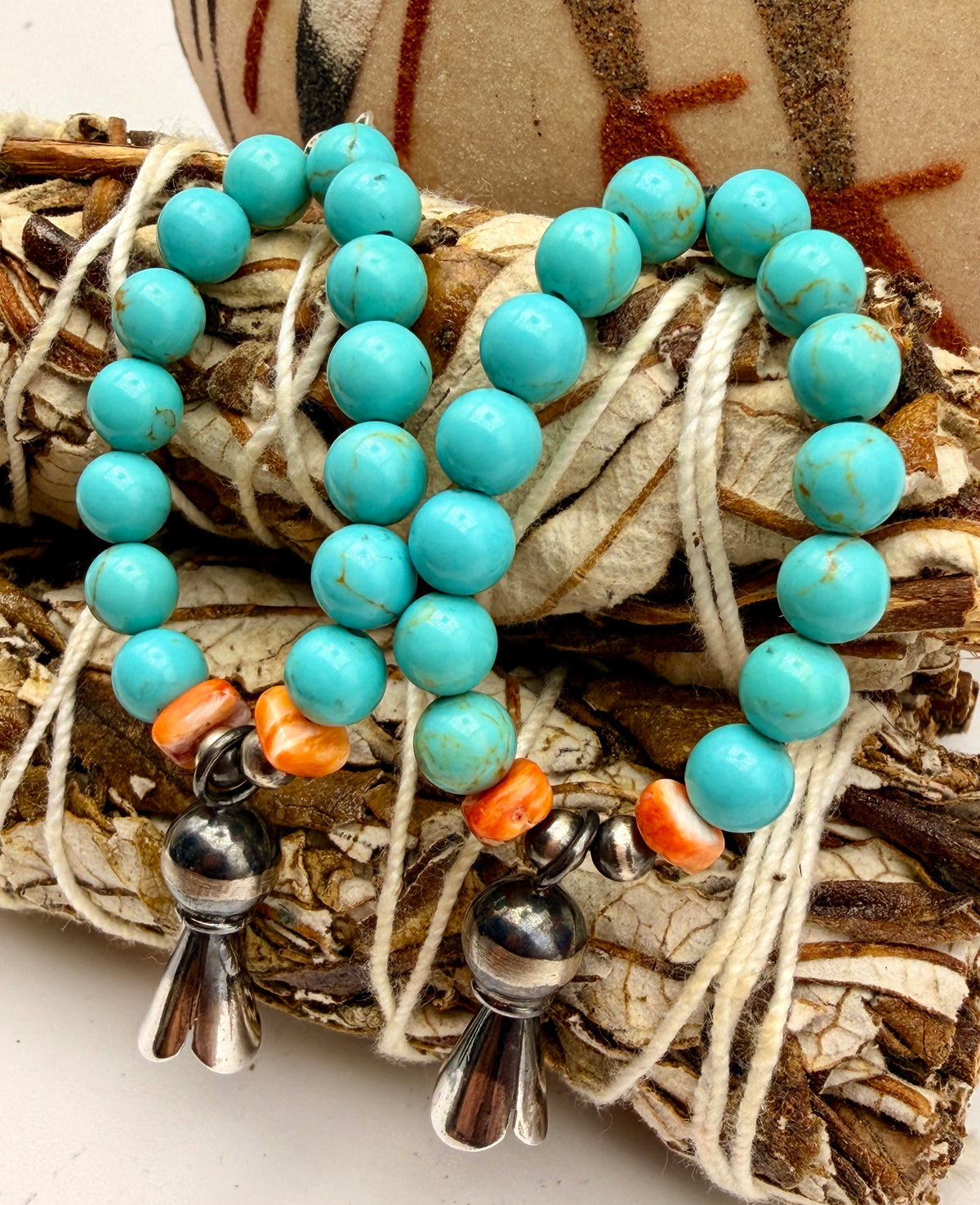 Turquoise & Spiny Oyster Sterling Silver Dangle Earrings – 2.5"