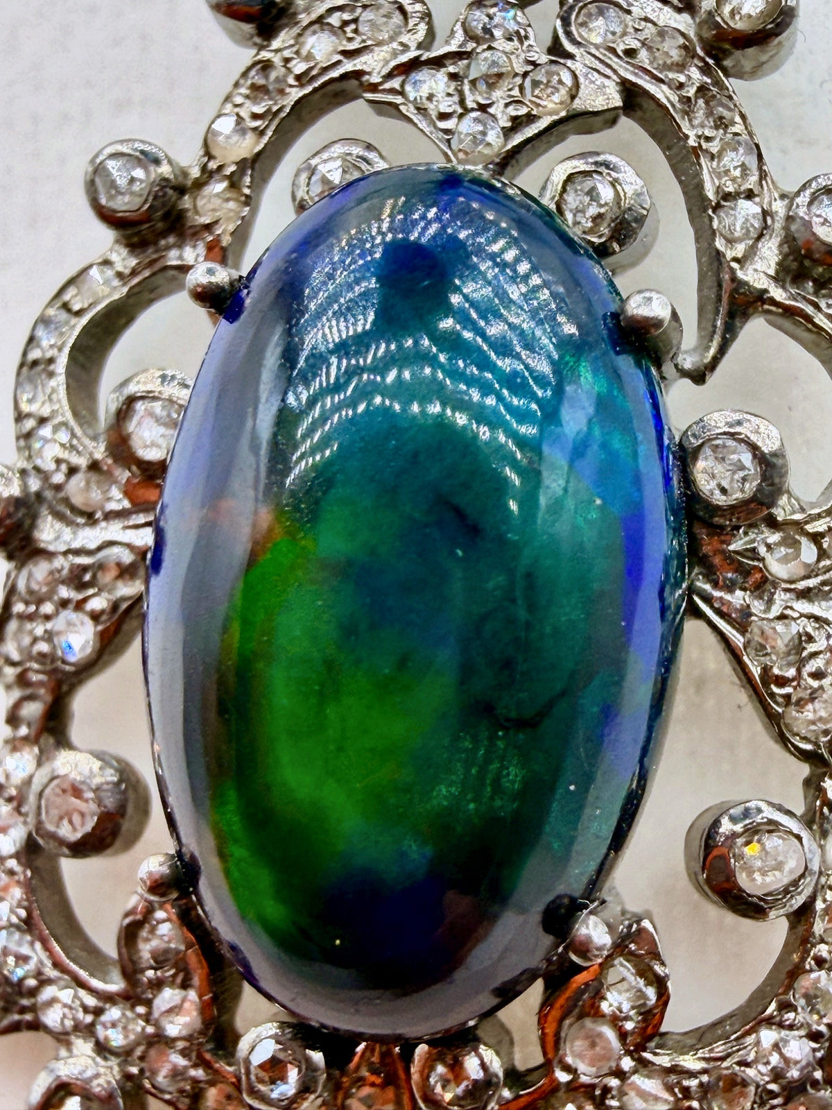 Australian Black Opal & Diamond Sterling Silver Pendant – 6.75 ct Opal