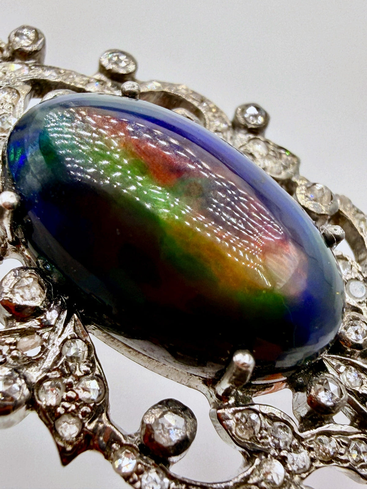 Australian Black Opal & Diamond Sterling Silver Pendant – 6.75 ct Opal