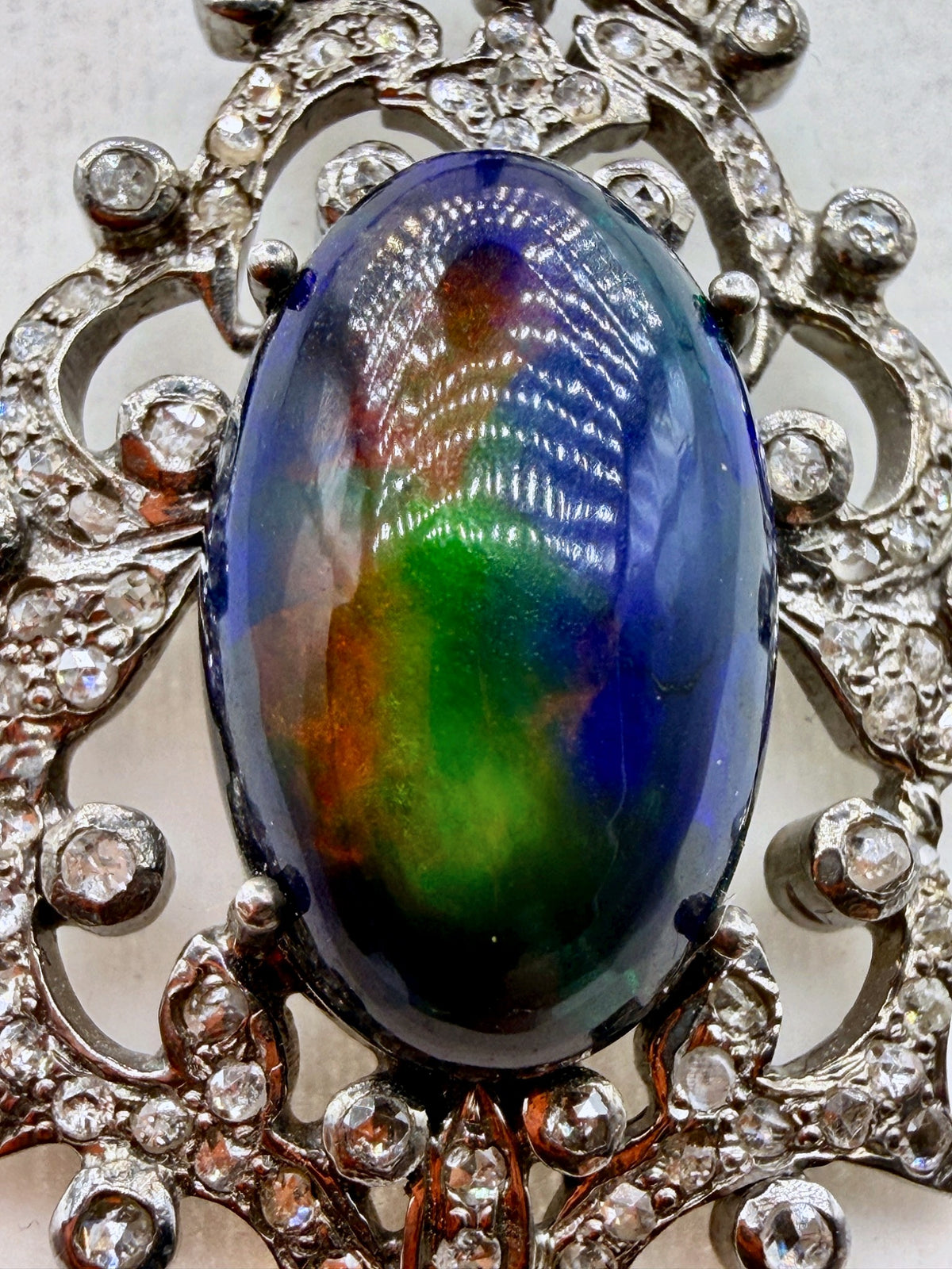 Australian Black Opal & Diamond Sterling Silver Pendant – 6.75 ct Opal