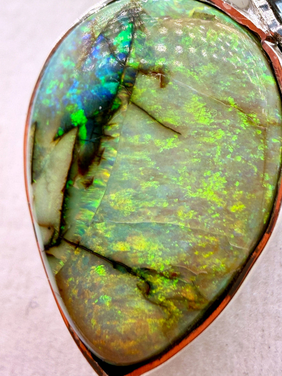 Monarch Opal, Prasiolite & Blue Topaz Sterling Silver Pendant – 26ct