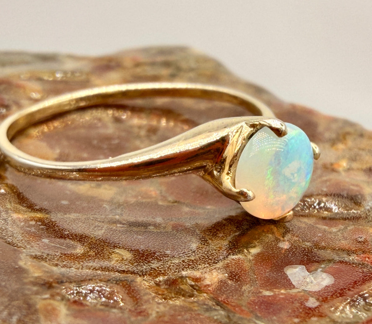 Opal Gold-Plated Sterling Silver Ring – Size 7