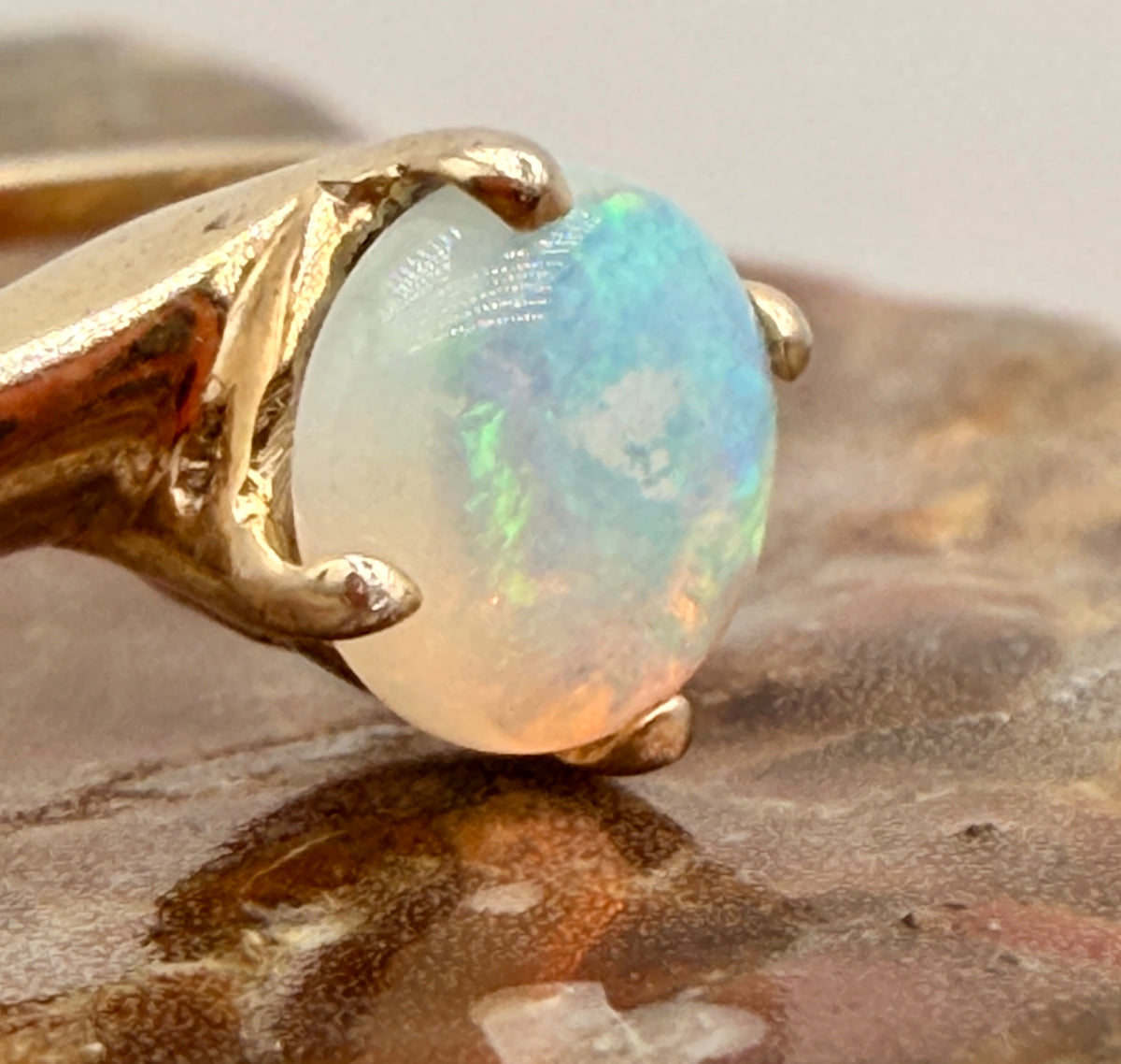 Opal Gold-Plated Sterling Silver Ring – Size 7