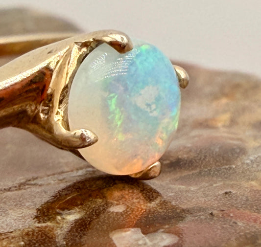 Opal Gold-Plated Sterling Silver Ring – Size 7