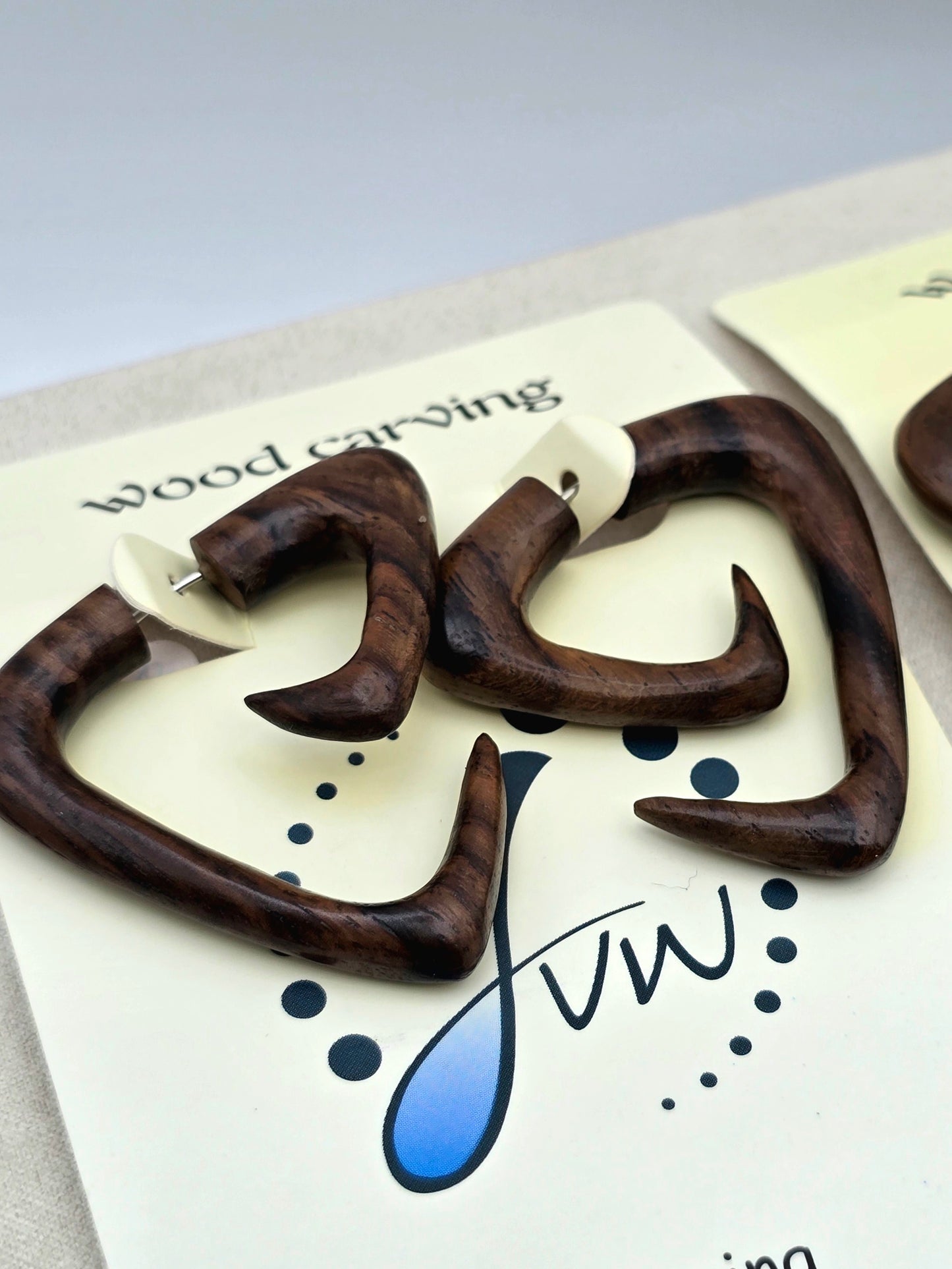 Hog Oak Ox Wood & Bone Carved Earrings