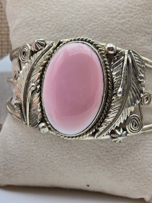 Pink Conch Shell Cuff Bracelet